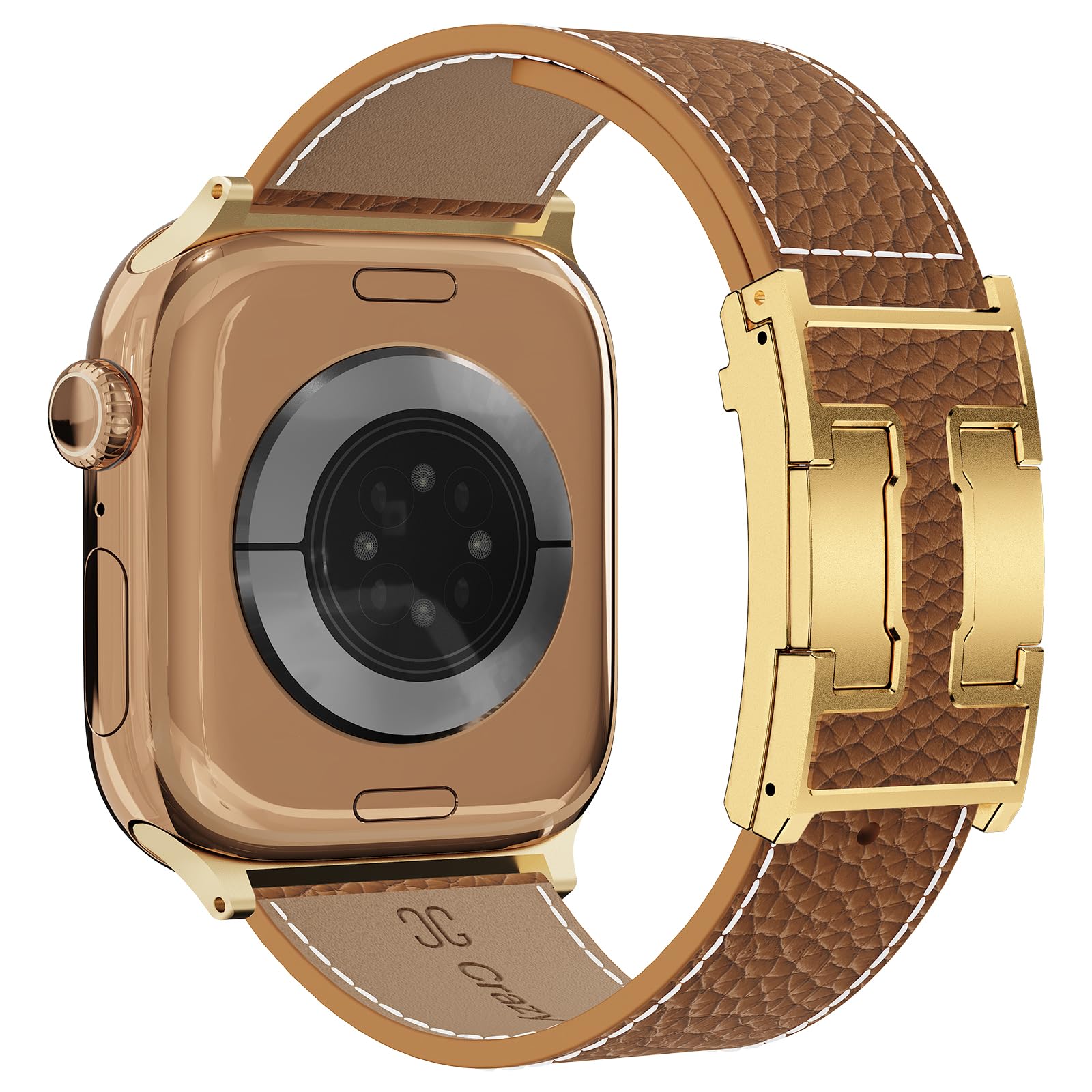 Dressy Leather Band Compatible with Apple Watch for Women 38/40/41/42/44/45/46/49mm,Top Grain Genuine Leather Strap with Magnetic Buckle for iWatch