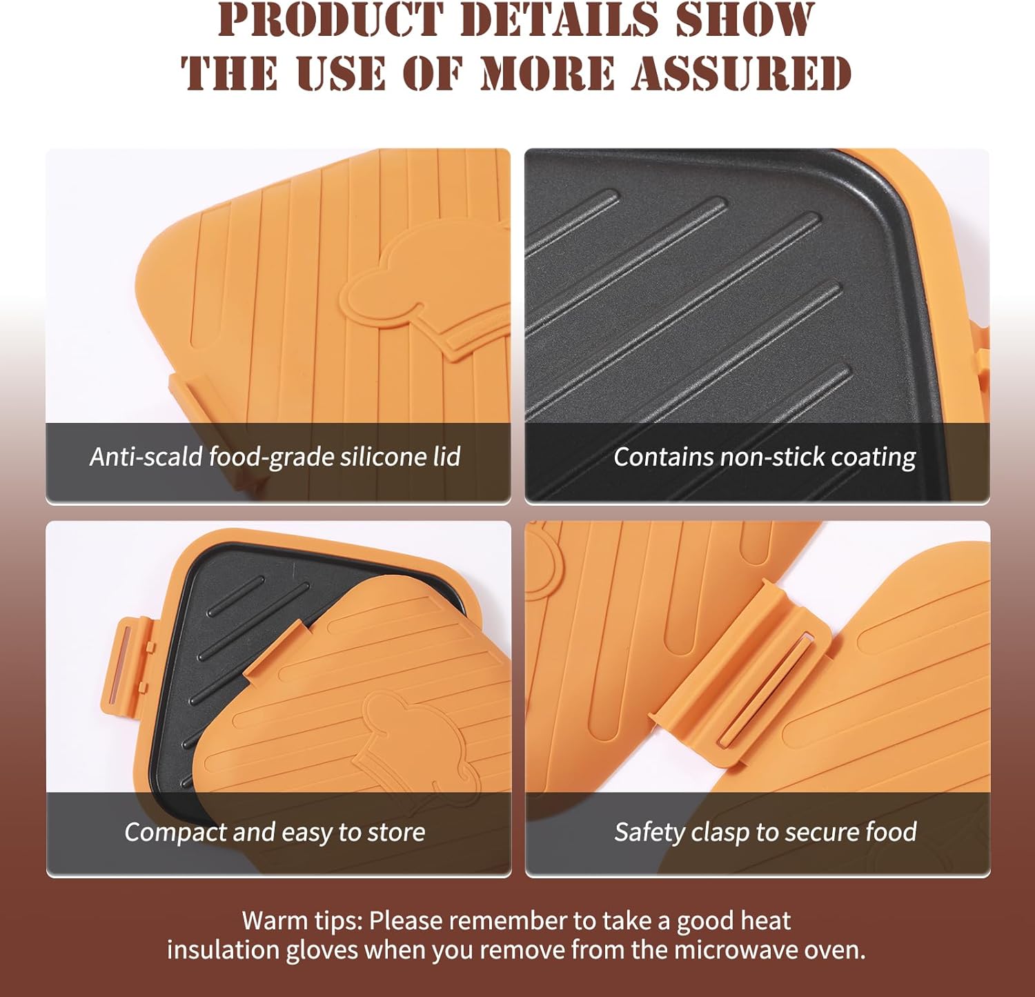 Microwave Toastie Sandwich Maker, Microwave Grill Cheese Panini Press Maker, Removable Nonstick Versatile Wireless Small Toaster, Dishwasher Safe, Fast Cooking for Breakfast, Snacks, Orange