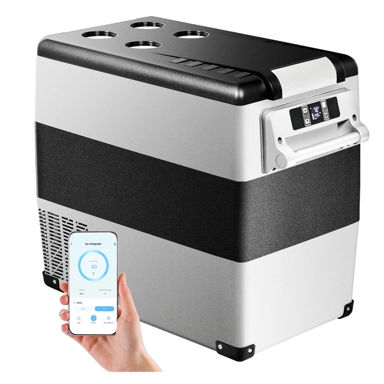Refrigerador portátil for Coche de 55/45/35 L, 12/24 V CC, con compresor y Control por aplicación, for Camping y Viajes.(CF 55L)