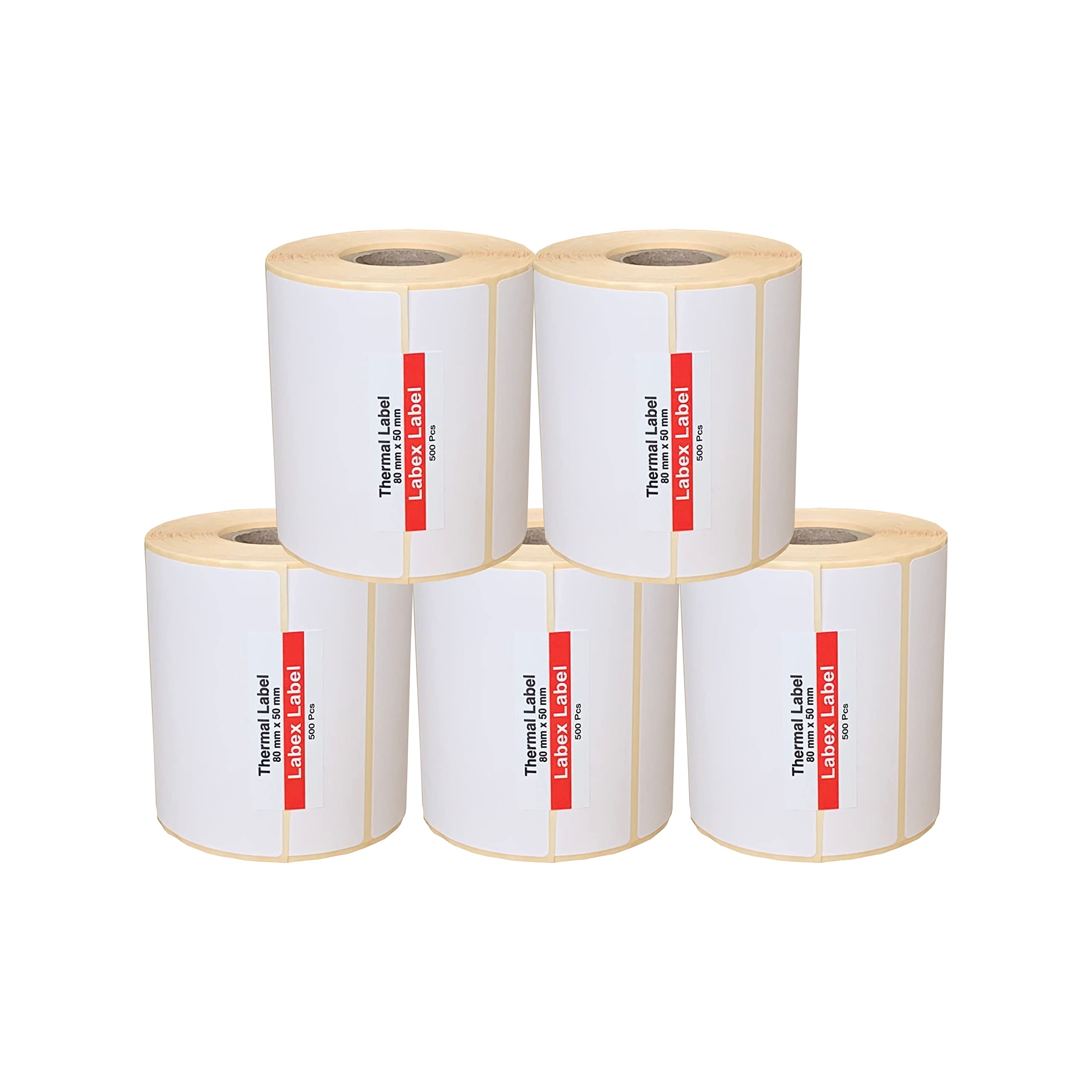 Thermal Labels, Direct Thermal Labels, Address Labels, Zebra Stickers, Thermal Label (5 Rolls, 80 mm x 50 mm)