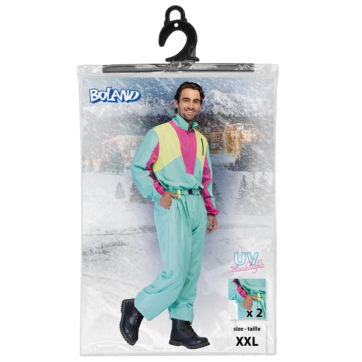 Boland – Combinaison de ski rétro, brille sous la lumière noire, costume des années 80 pour hommes, tenue pour après-ski, costume pour carnaval