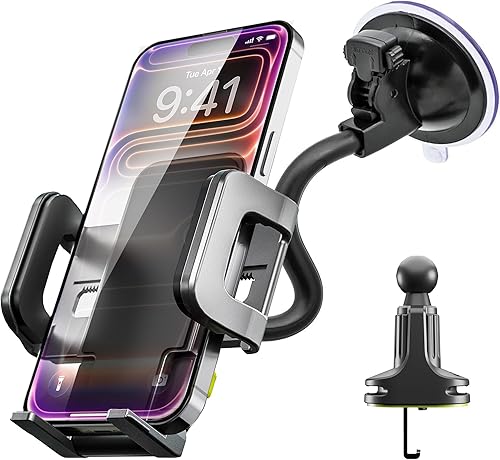Miniatura 1 de Bracketron TripGrip - Soporte para ventana y ventilación, soporte GPS para automóvil, soporte para parabrisas para teléfono celular, incluye clip de