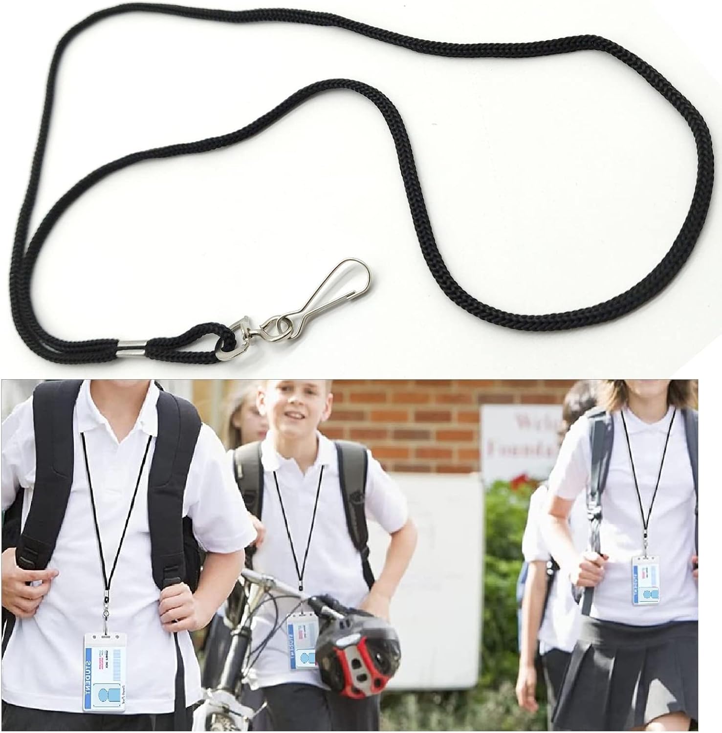 120 Pack Badge Lanyards, for ID Badges, Black Lanyard Badge Holder Office Business Card Lanyards Key Lanyards Students ID Card with 18" Inch and J Hook(Black) - Image 6
