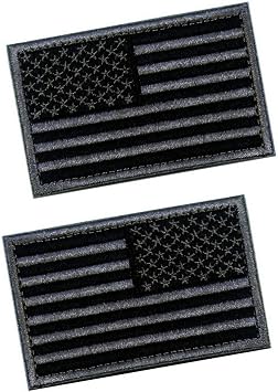 Tactical Patches of USA US American Flag Regular and Reverse, with Hook and Loop for Backpacks Caps Hats Jackets Pants, Military Army Uniform Emblems, Size 3x2 Inches, Pack of 2