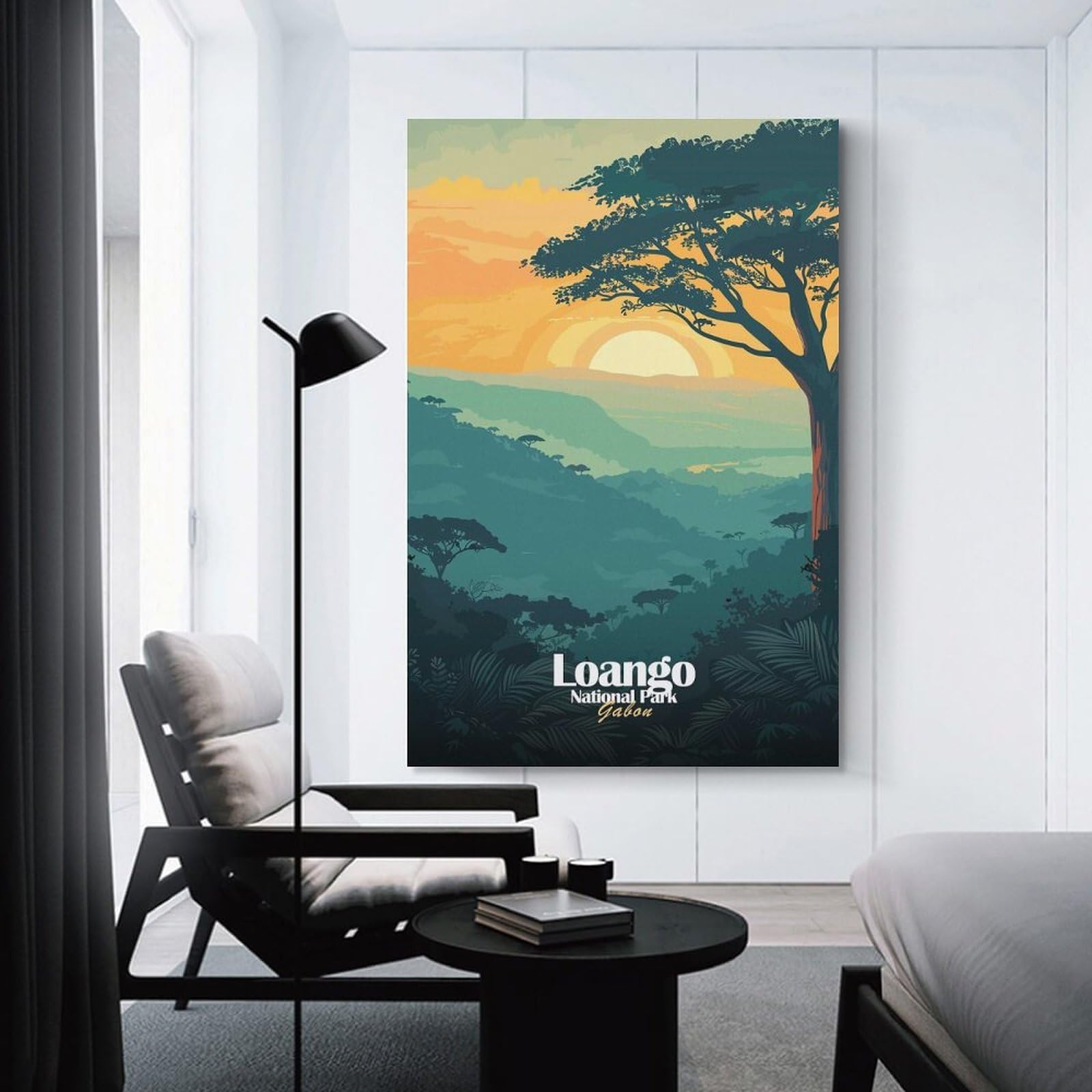 Junmoney Canvas Wall Decor Loango National Park Gabon Illustration, 12x18inch(30x45cm), for Restful Interiors, Bedrooms Or Small Rooms, Canvas Wall Decor for Personal Spaces
