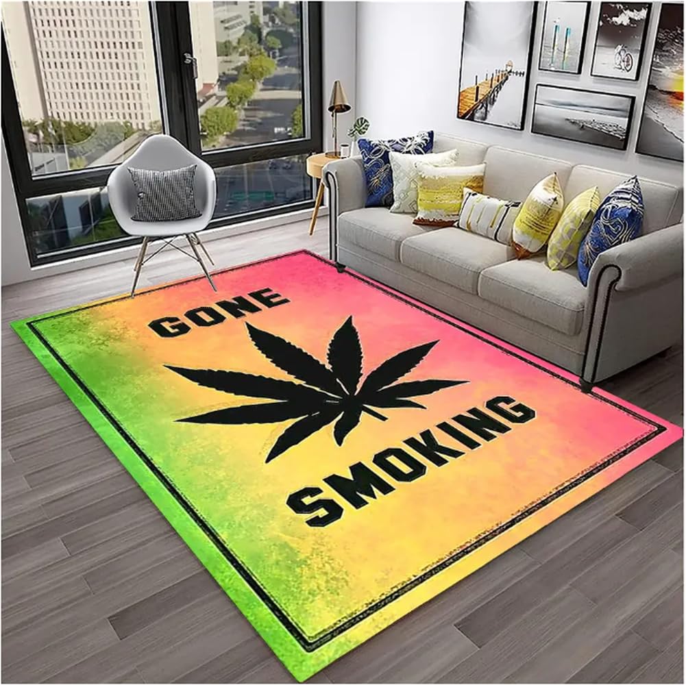 Tapis motif feuille d'érable mauvaises herbes pour salon et chambre 80x120cm
