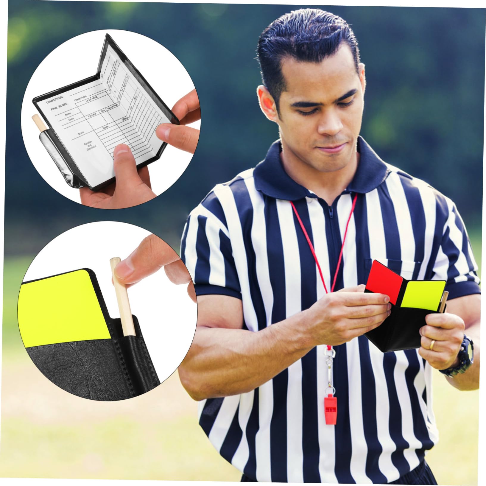 Totority 2Set Referee Kits Professional Soccer Referee Accessory with Cards Score Sheet Pencil for Easy The Field Durable Material