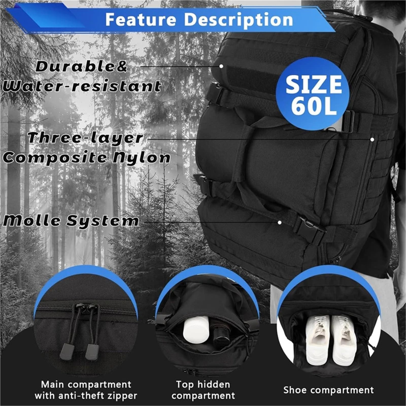 Duffle Bag Fitnesstasche 30 45 80L wasserdichte Reisetaschen Gepäcktaschen mit großem Fassungsvermögen Herren Seesack Reisetasche Wochenendtasche Seesäcke(XL Black)