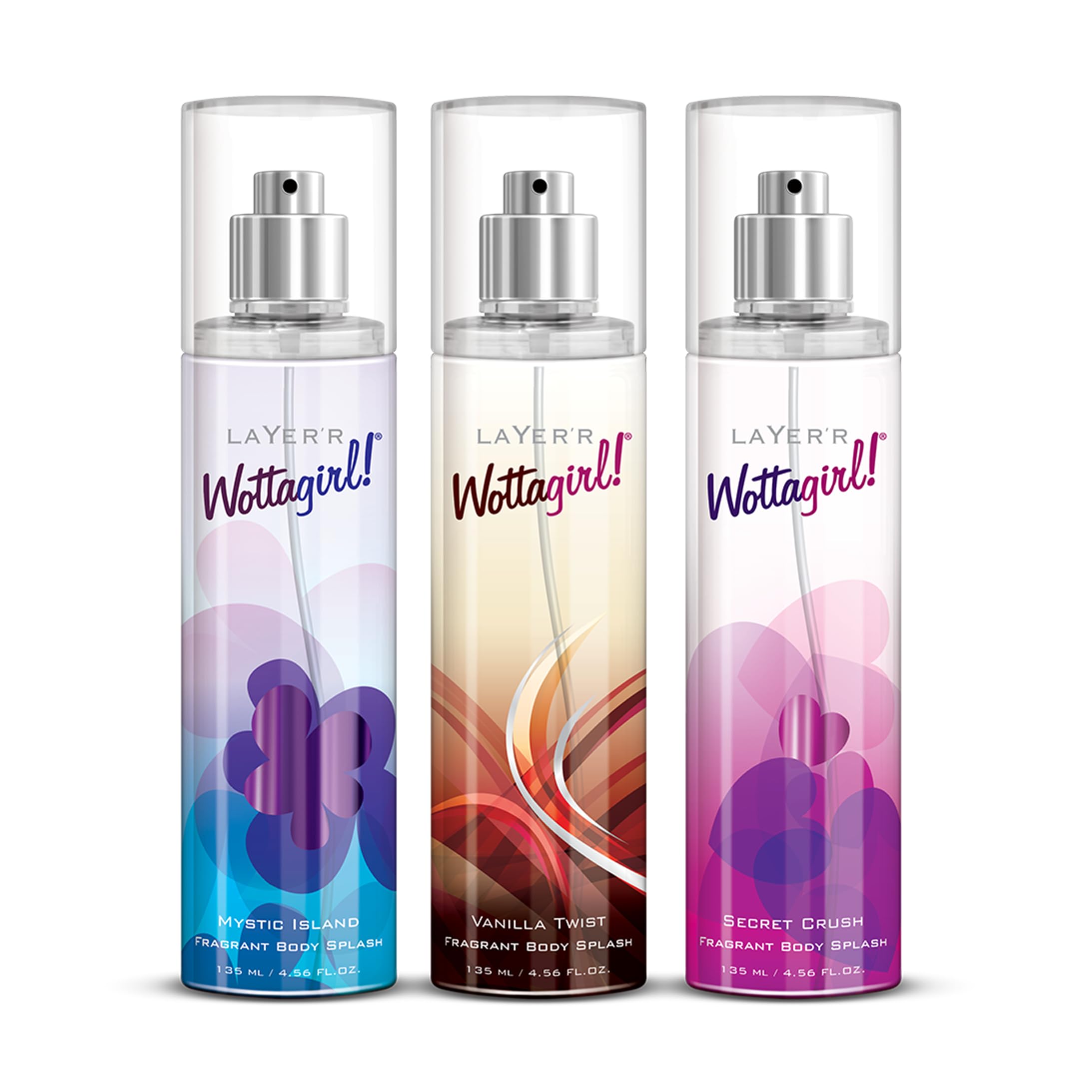 Layer’r Wottagirl Body Splash Combo for Women 3×135ml (405ml) | Vanilla Twist | Mystic Island | Secret Crush | Premium Long-Lasting Fruity & Floral Body Mists | Everyday Deodorant | Perfume Gift Set