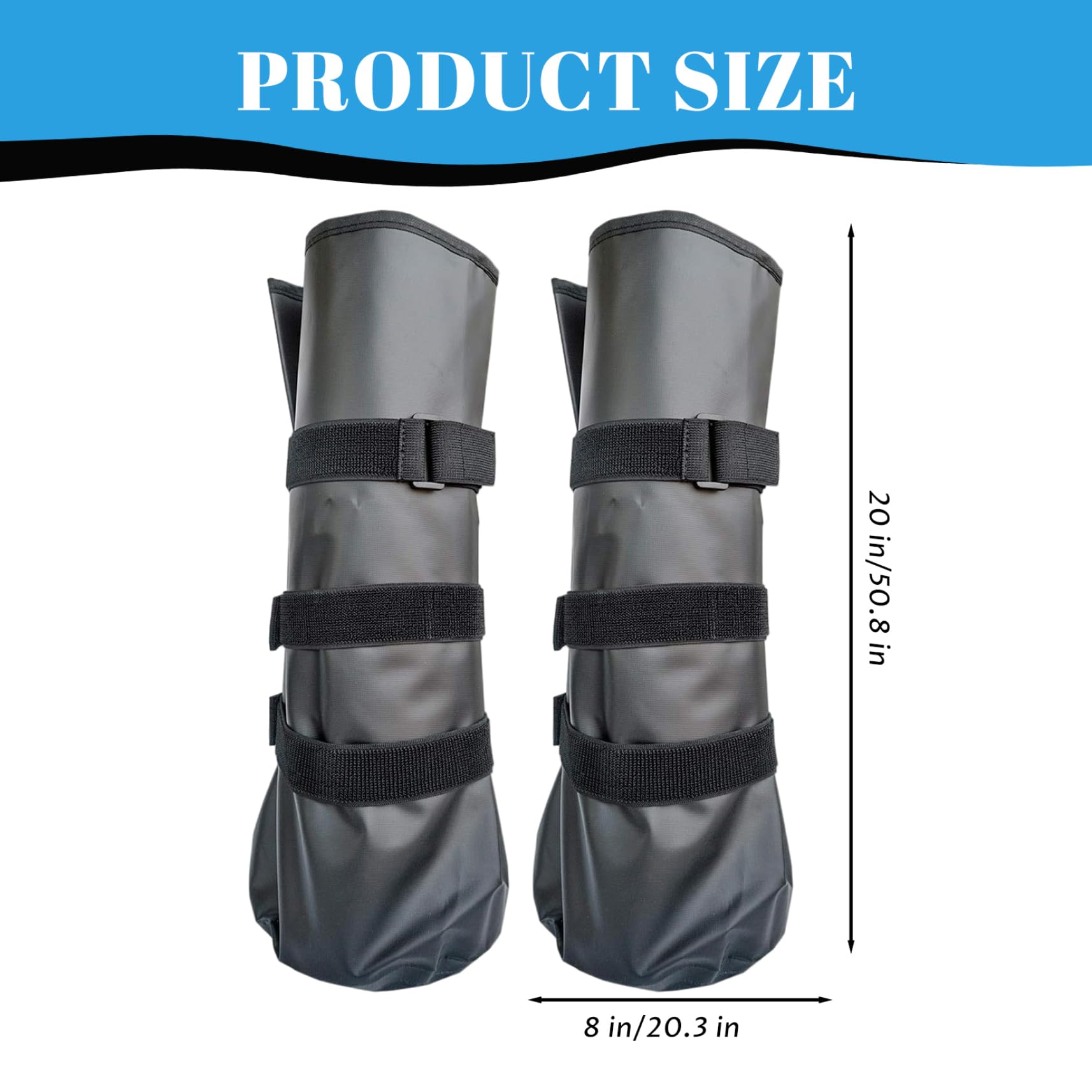 Bottes de Cheval réutilisables en PVC, 2 pièces, avec Sangle réglable, Bottes de Glace pour tremper Les infections des plaies, 20x8 Pouces, Noires