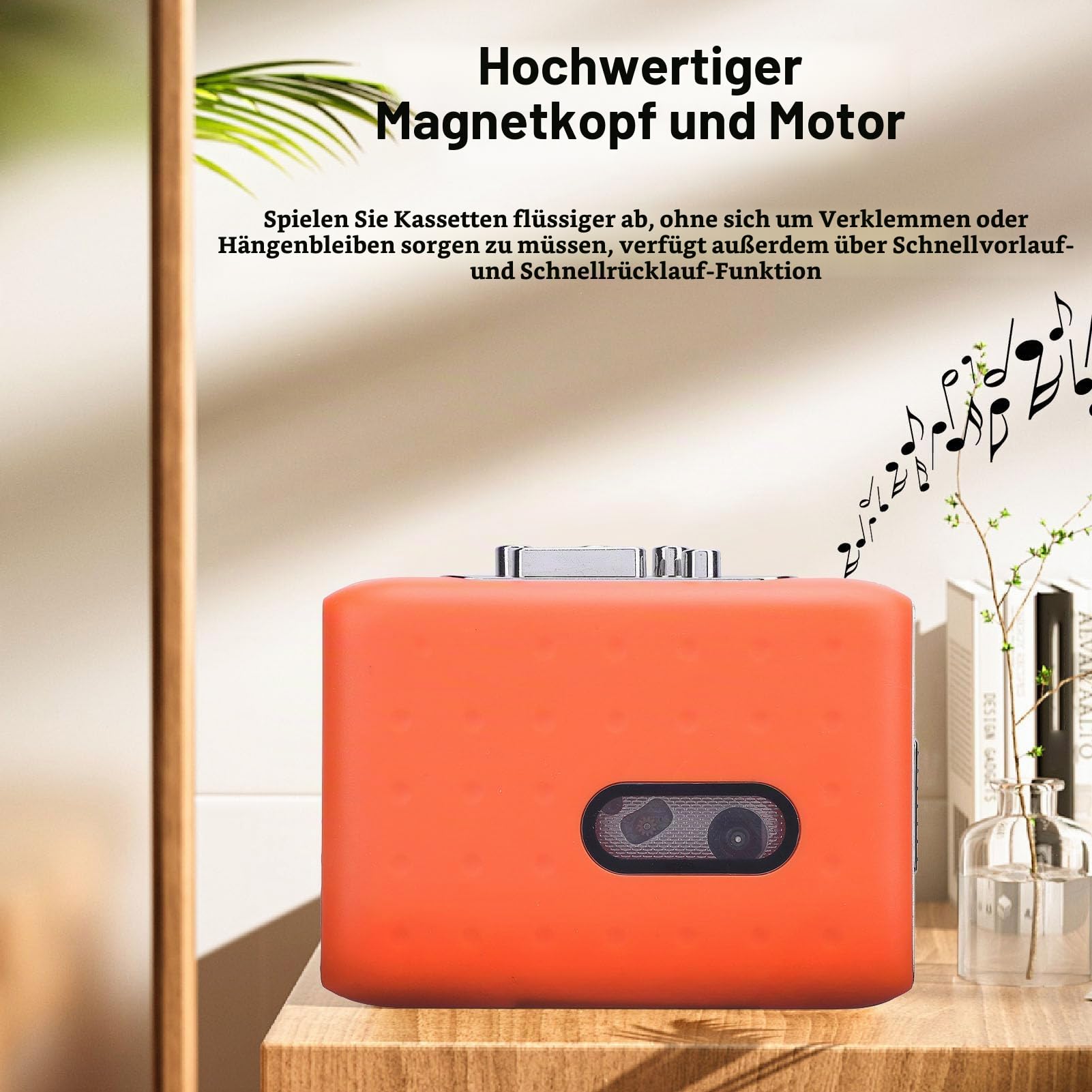 Tragbare Kassettenspieler und -rekorder, Tonbandgerät, Integriertes Mikrofon und Kopfhörer, USB C-Übertragungsanschluss, mit Kopfhörer, Kassetten Musikplayer in MP3 Konverter
