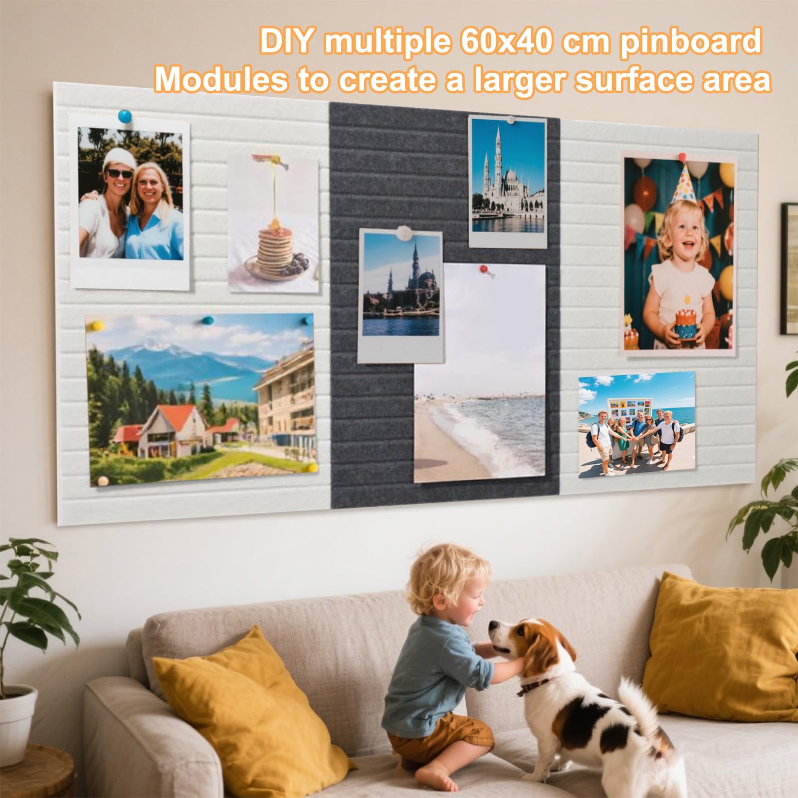 Opvouwbaar fotobord, zelfklevend, 40 x 60 cm, 0,9 cm dik, decoratief prikbord van vilt met zelfklevend plakband, fotobord, memoborden, memoborden, bulletin board, wanddecoratie voor school, thuis