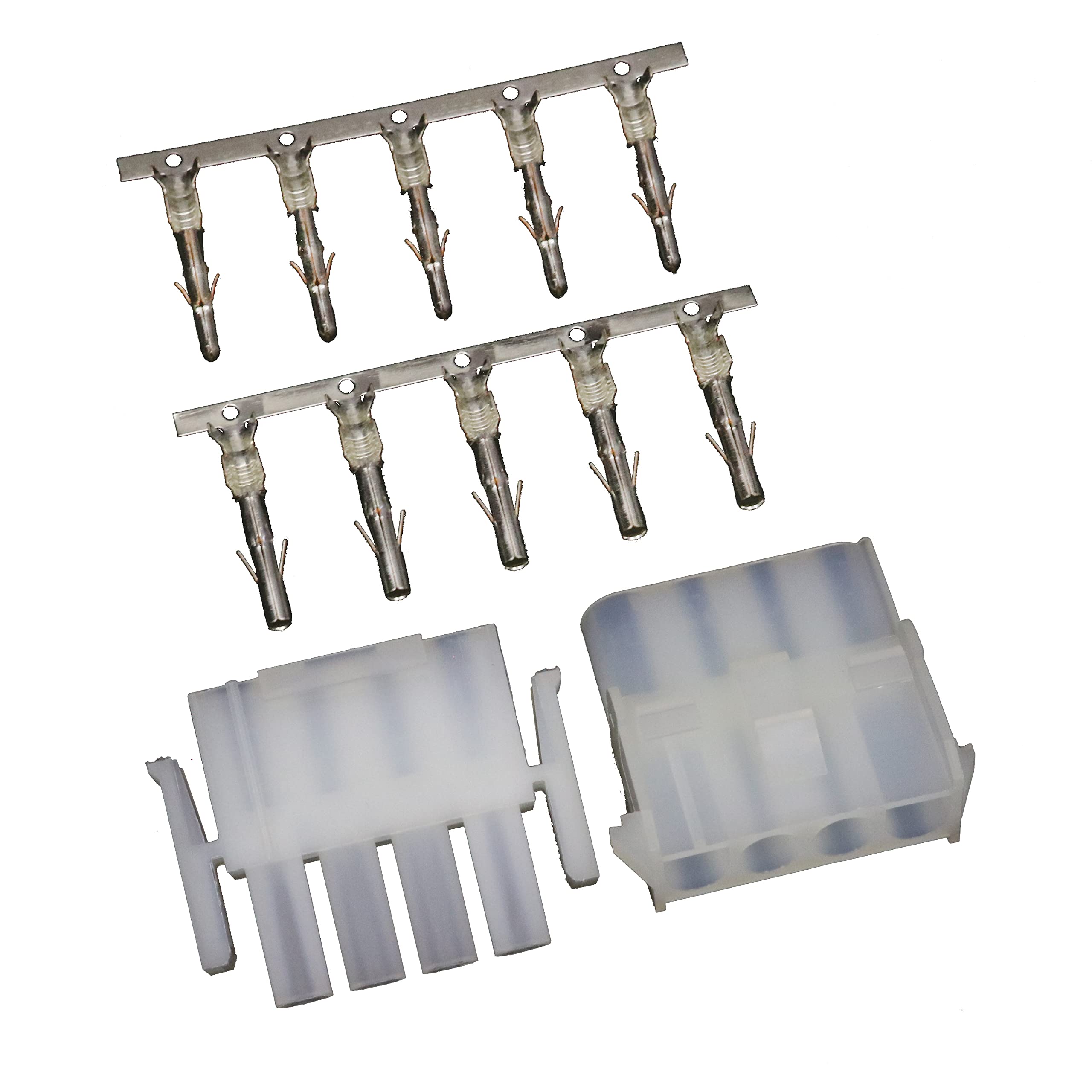 63080 6.35mm 4-pin Wire-to-Wire Crimp Connector Plug + Wire Socket + Crimps, Pack of 50 Compatible With Molex MLX Power
