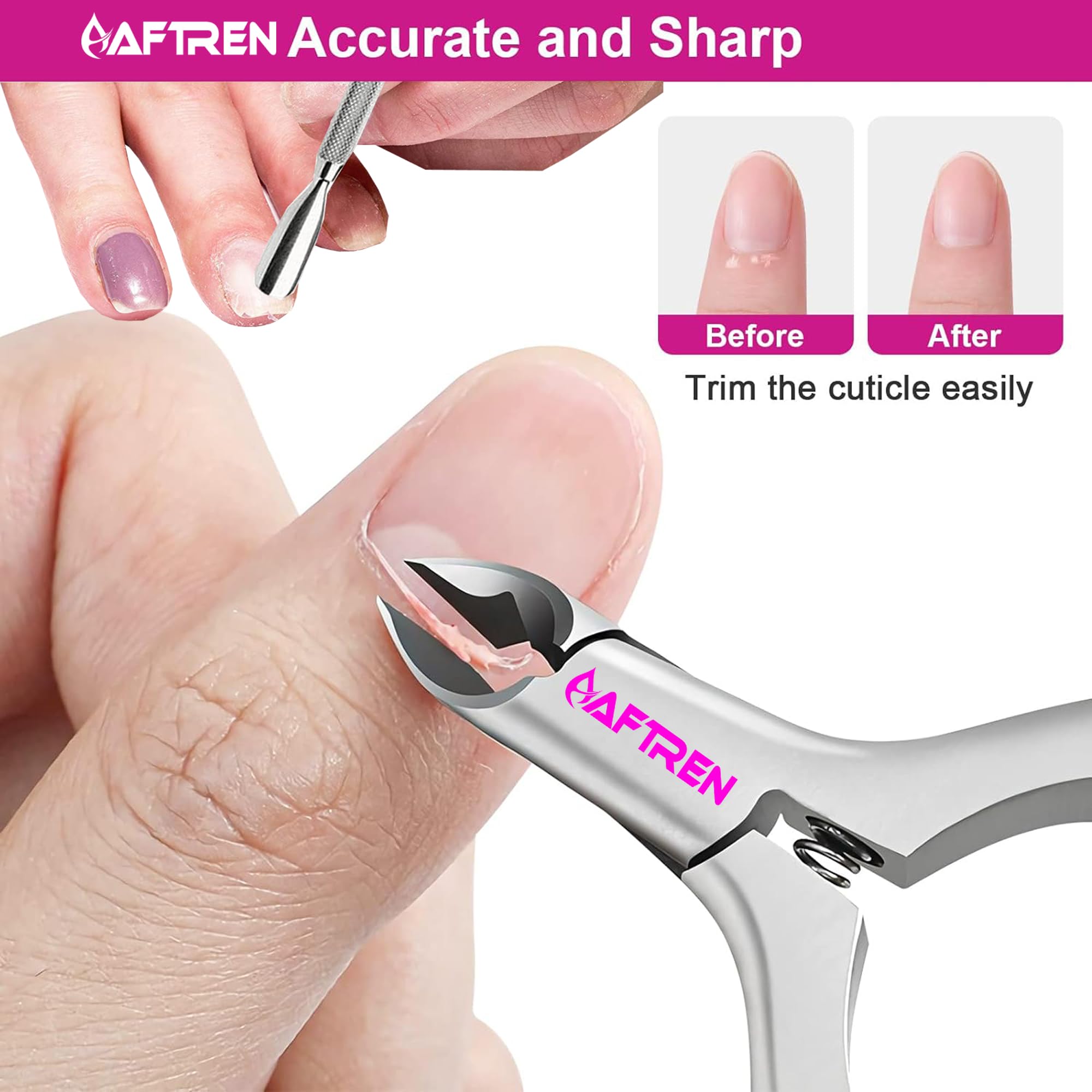 Professional Cuticle Nipper Sharp Stainless Steel Cuticle Scissors Non-Slip Handle Precisely Removing Excess Cuticles and Dead Skin (Purpul - Image 3