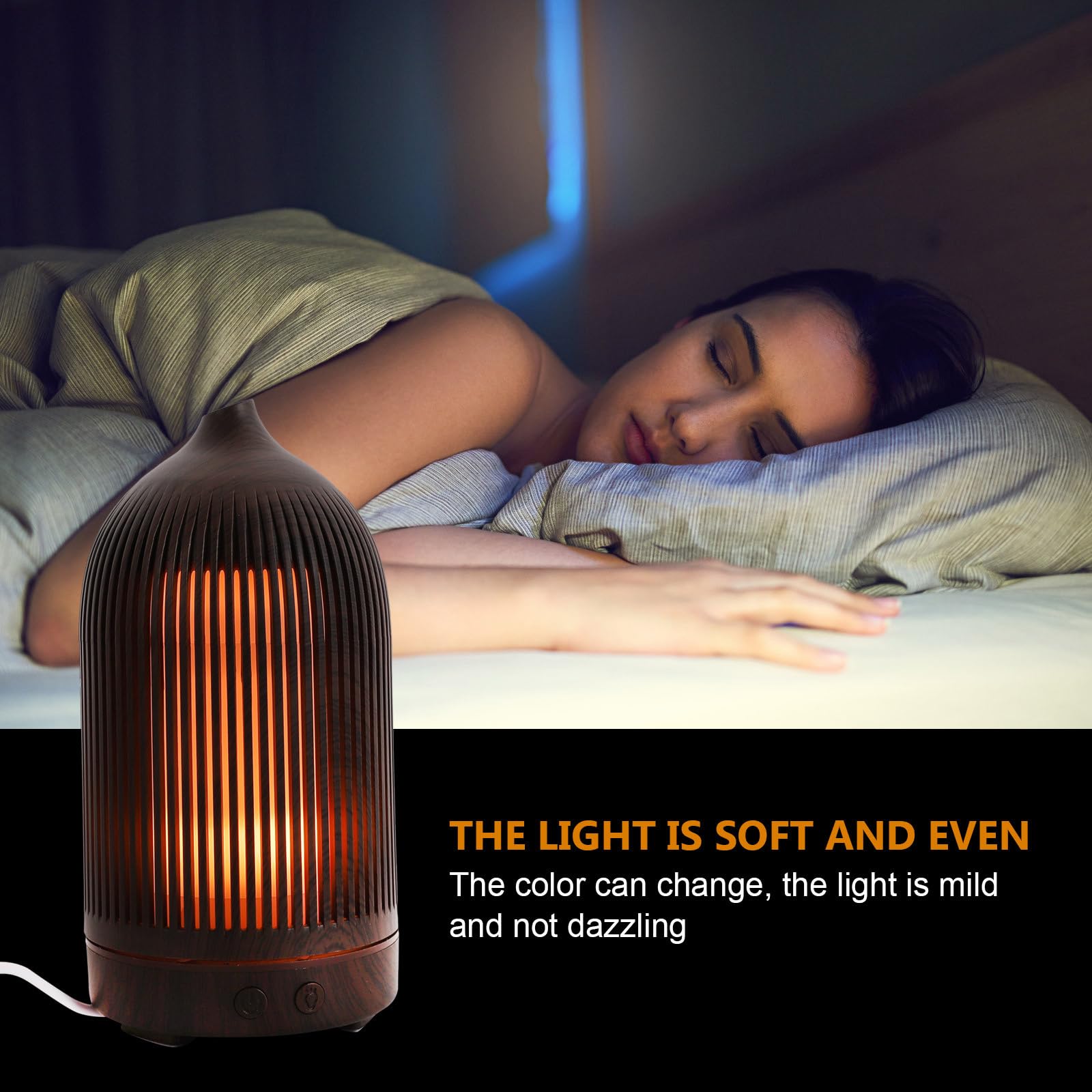 Angoily 1pieza Humidificador de Aire USB Portátil con Difusor de Aroma y Luz Nocturna Ultrasilencioso con Apagado Automático para Hogar Oficina y Coche