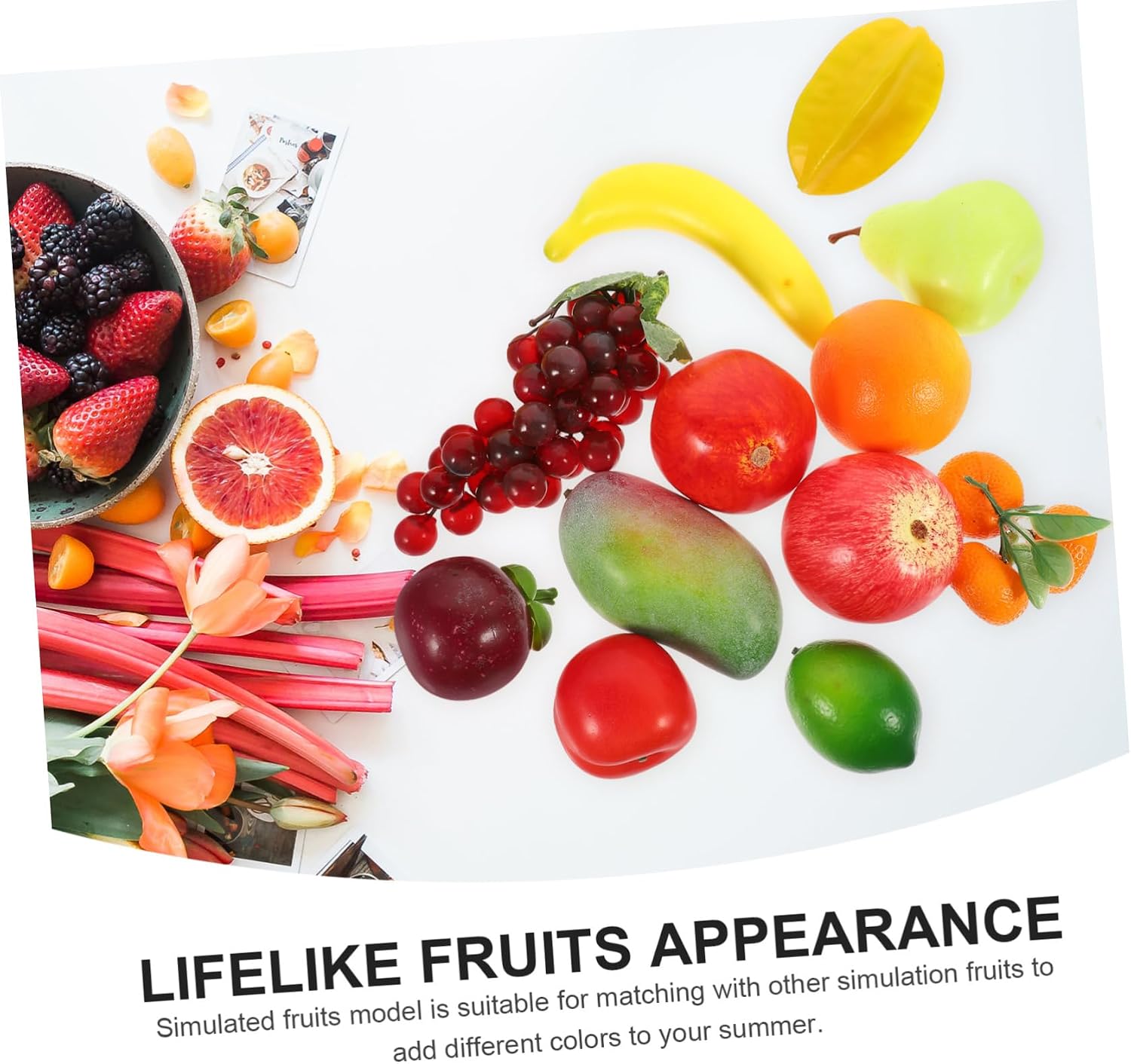 12pcs Lifelike Artificial Fruits for Decoration Fruit Props for Home Decor Realistic Fake for Photography and Centerpieces for Table Settings