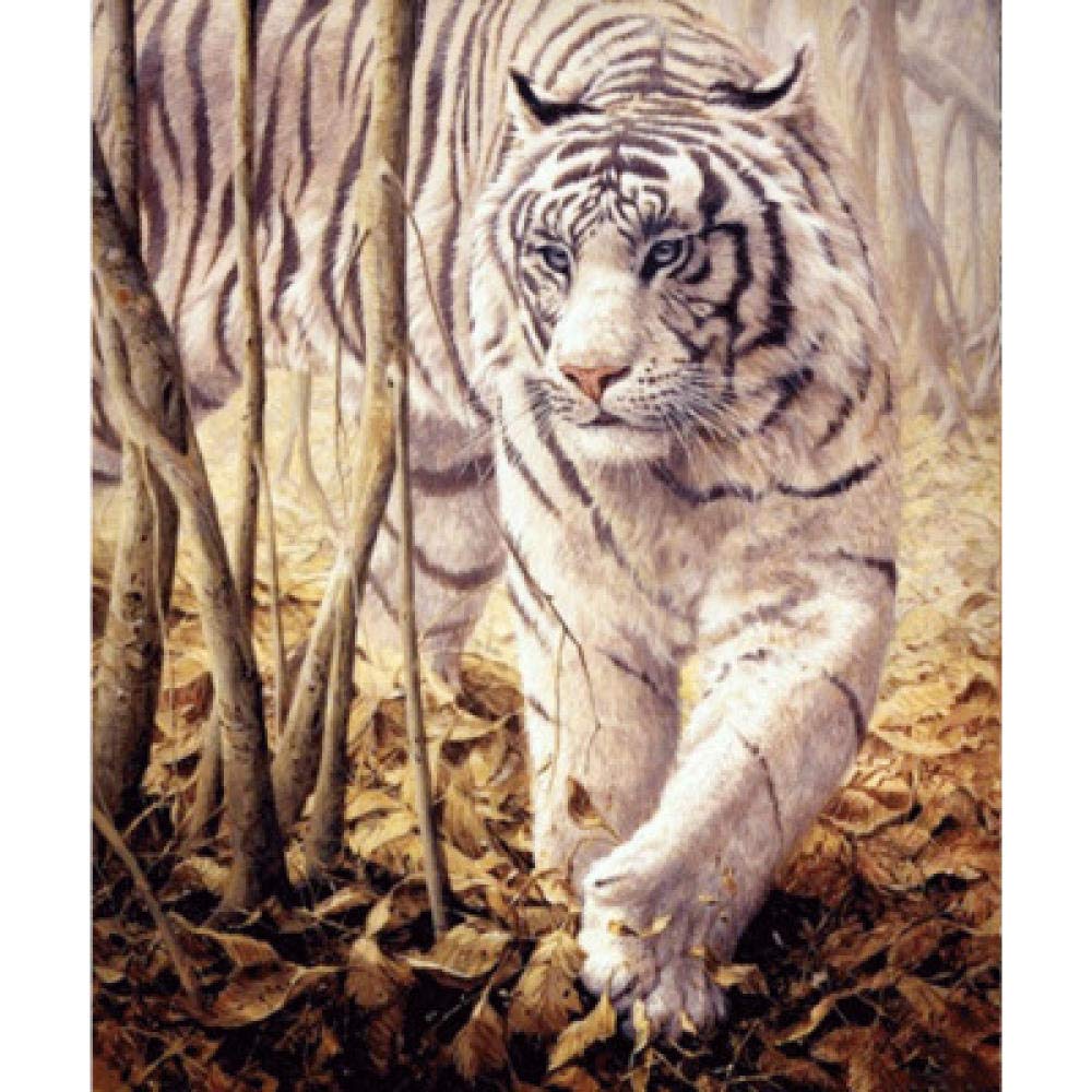 Peinture diamant 5D grand format tigre blanc strass carrés haute définition