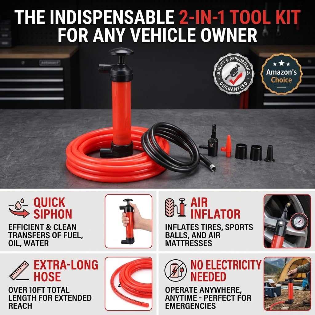 Portable Manual Oil Extractor; Inflatable is Suitable for Quick Oil and Water Changes in Cars, Motorcycles, and Fish Tanks. It is Equipped with a 2-Meter-Long Hose