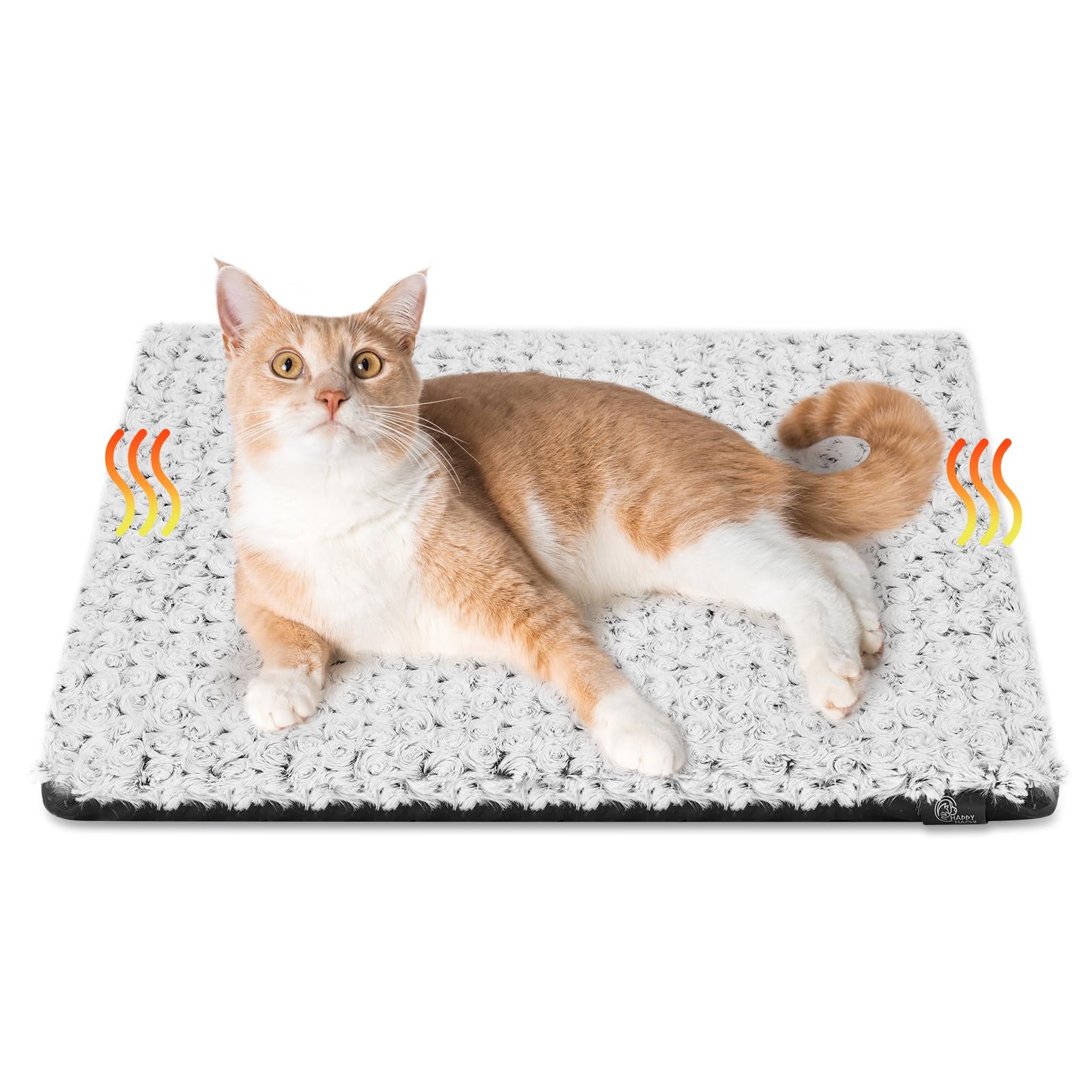 HAPPY HACHI Tapis Chauffant Chat Chien, 60×45 cm Coussin Auto-Chauffant Chat Tapis sans électricité & Batteries Couverture Chauffante Lavable Antidérapante pour Chien