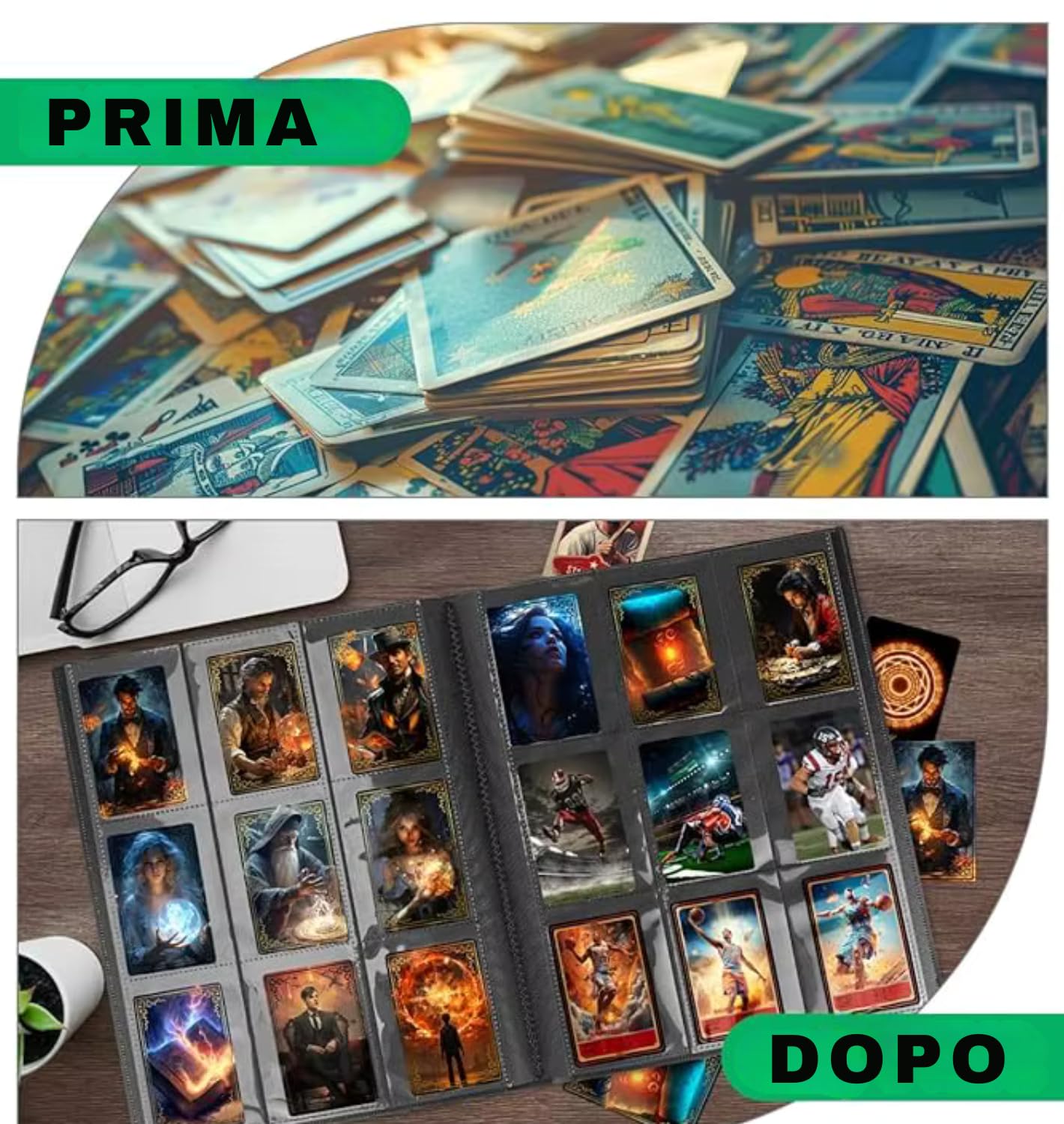 Raccoglitore Carte Collezionabili Album Porta Carte, Raccoglitore Carte 9 tasche 360 carte, box Album compatibile con carete Pokemon, YuGiOh,Magic