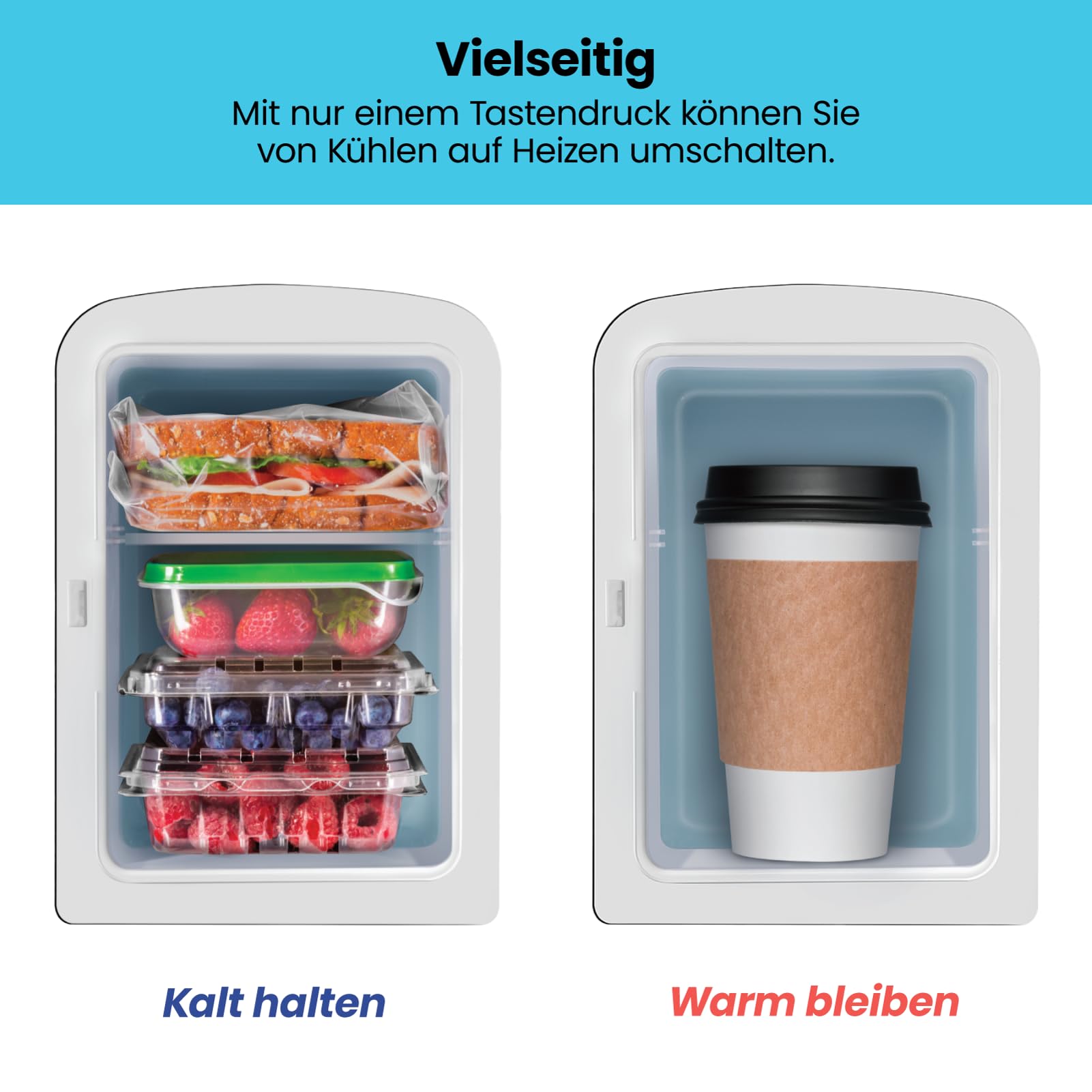 Iceman Mini-Kühlschrank 4L, beschreibbare Oberfläche, Kühlt & Heizt | inkl. abwischbare Stifte, für 6 Dosen, tragbar, inkl. Netzstecker, Schwarz