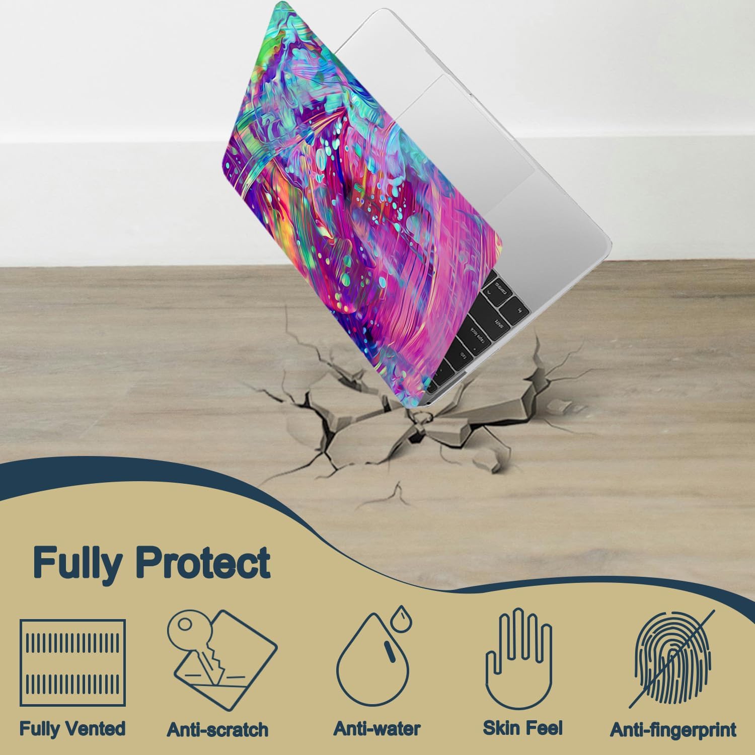 Hard Case Compatible with New MacBook Air 13 Inch Case 2020 2019 2018 Release Model A2337 M1 A2179 A1932 with Retina Display and Touch ID, Matt Plastic Hard Shell Case Cover - Green Purple