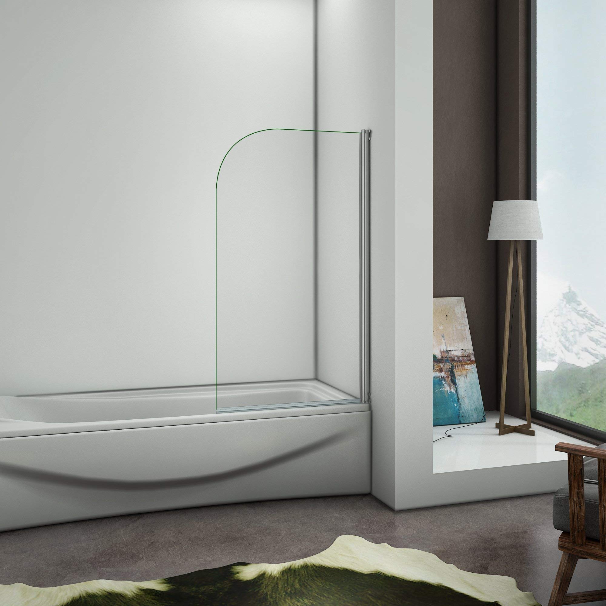 Sopravasca Parete Per Vasca Girevole 180 Gradi vetro 5mm 70x130cm | Cromo Lucido Telaio, Trasparente Vetro Temperato