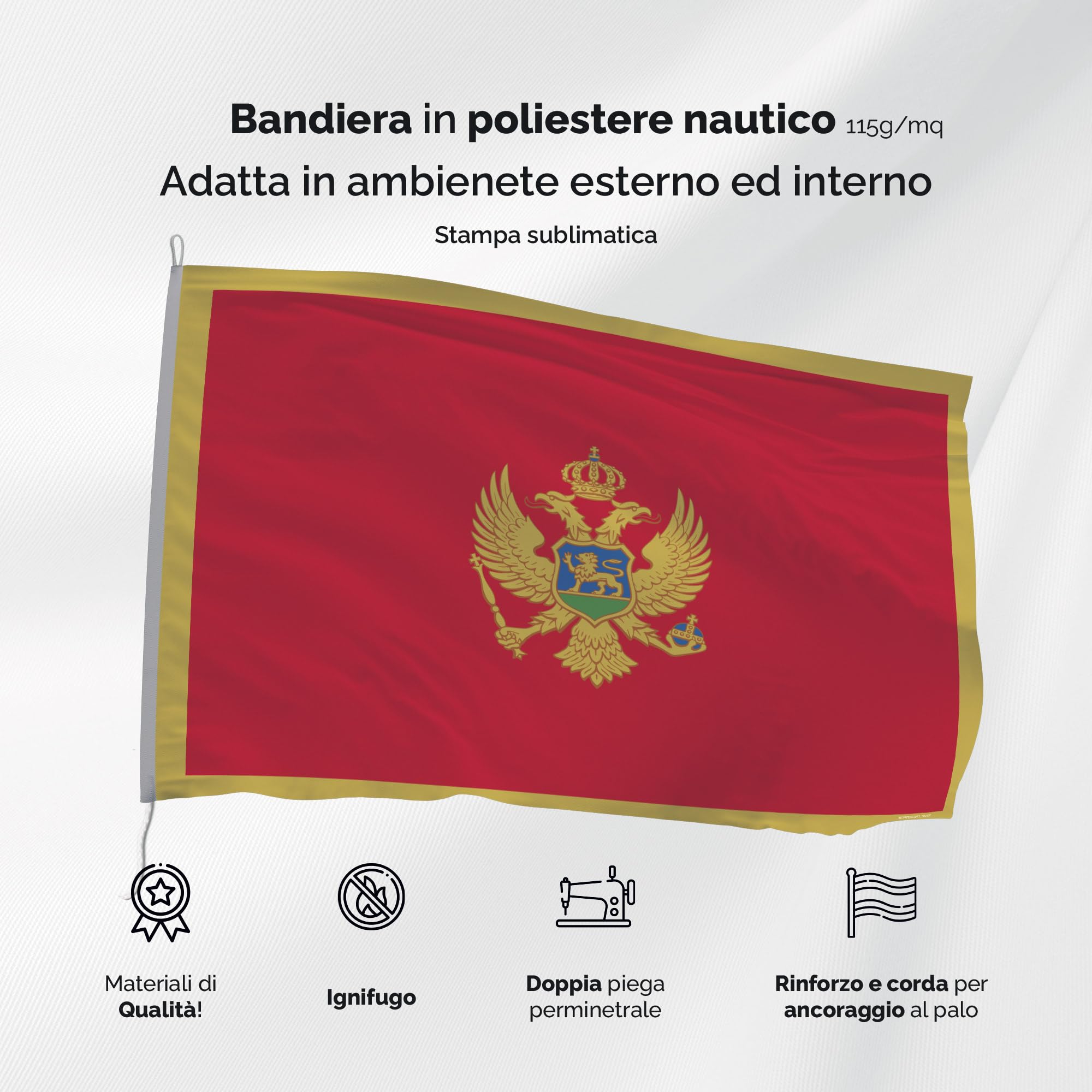 Bandiera Austro-Ungarica 100x150 Cm In Poliestere Nautico 115 G/m², Doppia Cucitura, Con Corda, Per Esterni E Interni, Made In Italy