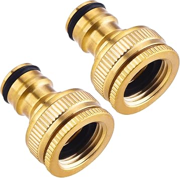 2 Pack Outside Tap Hose Connector, 2in 1 Metal Faucet Adapter