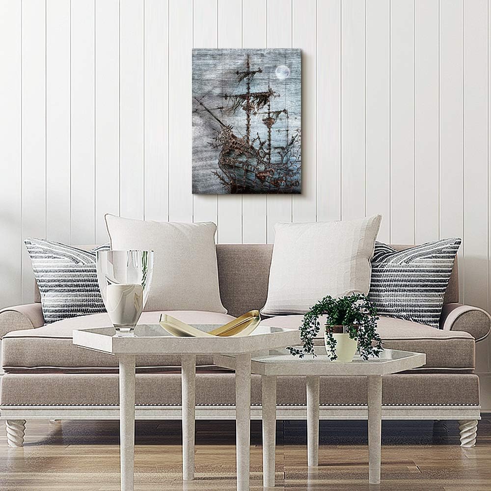 Canvas Wall Art for Bedroom Wall Decor for Bathroom Simple Life Abstract Black and White Art Ship Painting Modern Framed Office Canvas Art Prints Ready to Hang Pictures for kitchen Home Decorations