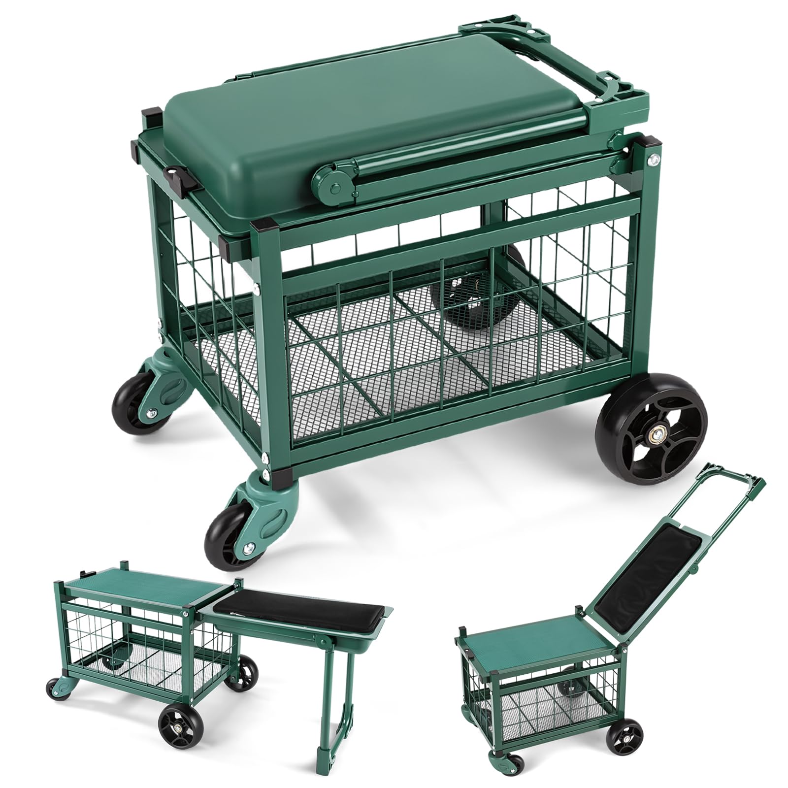 Photo 1 of LemZodo Rolling Garden Cart with Seat and Swivel Wheels