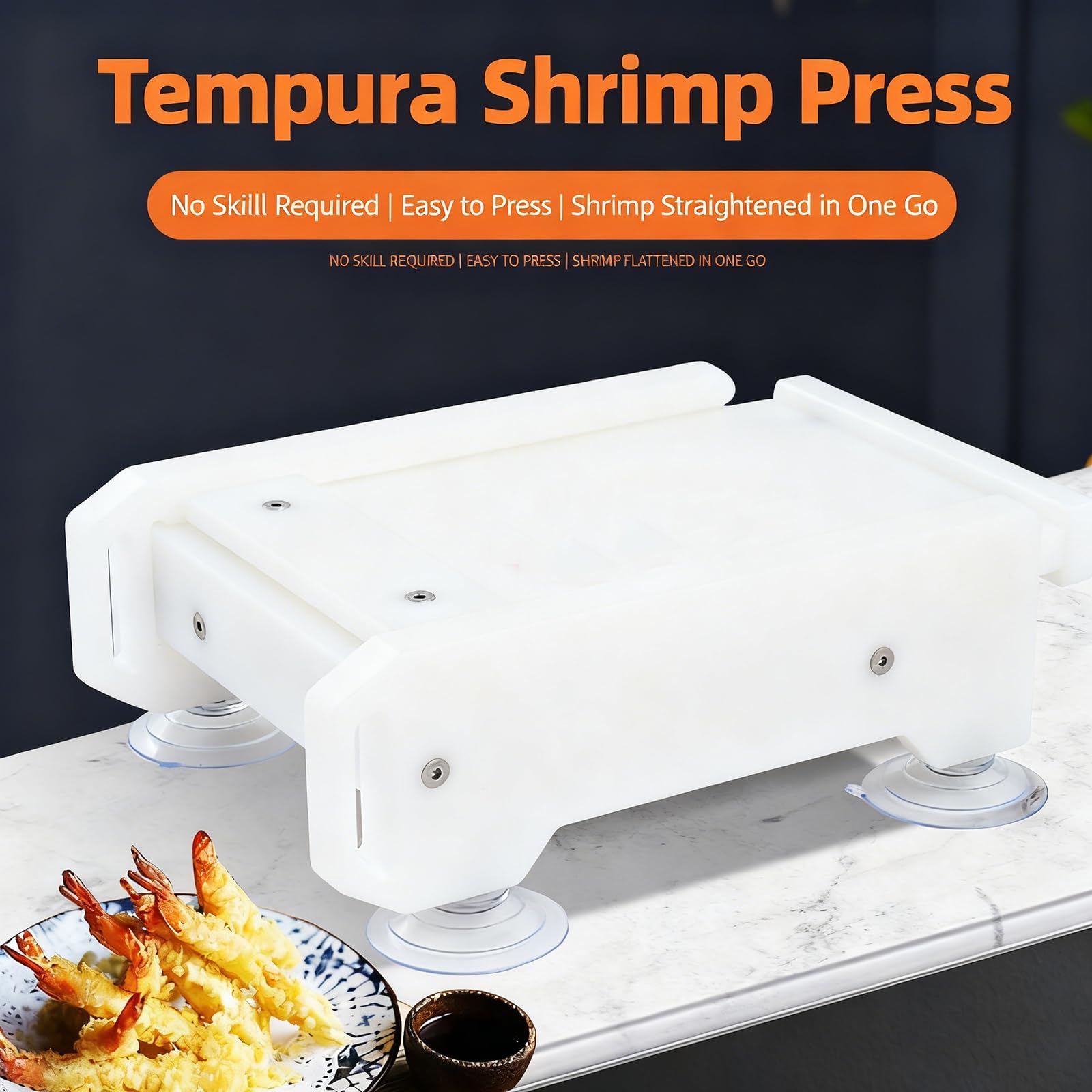 Garnelenpresse für Sushi und japanische Küche, tragbar mit Filterlöchern und Saugnäpfen, abnehmbar für einfache Reinigung, perfekt zum Formen und Formen