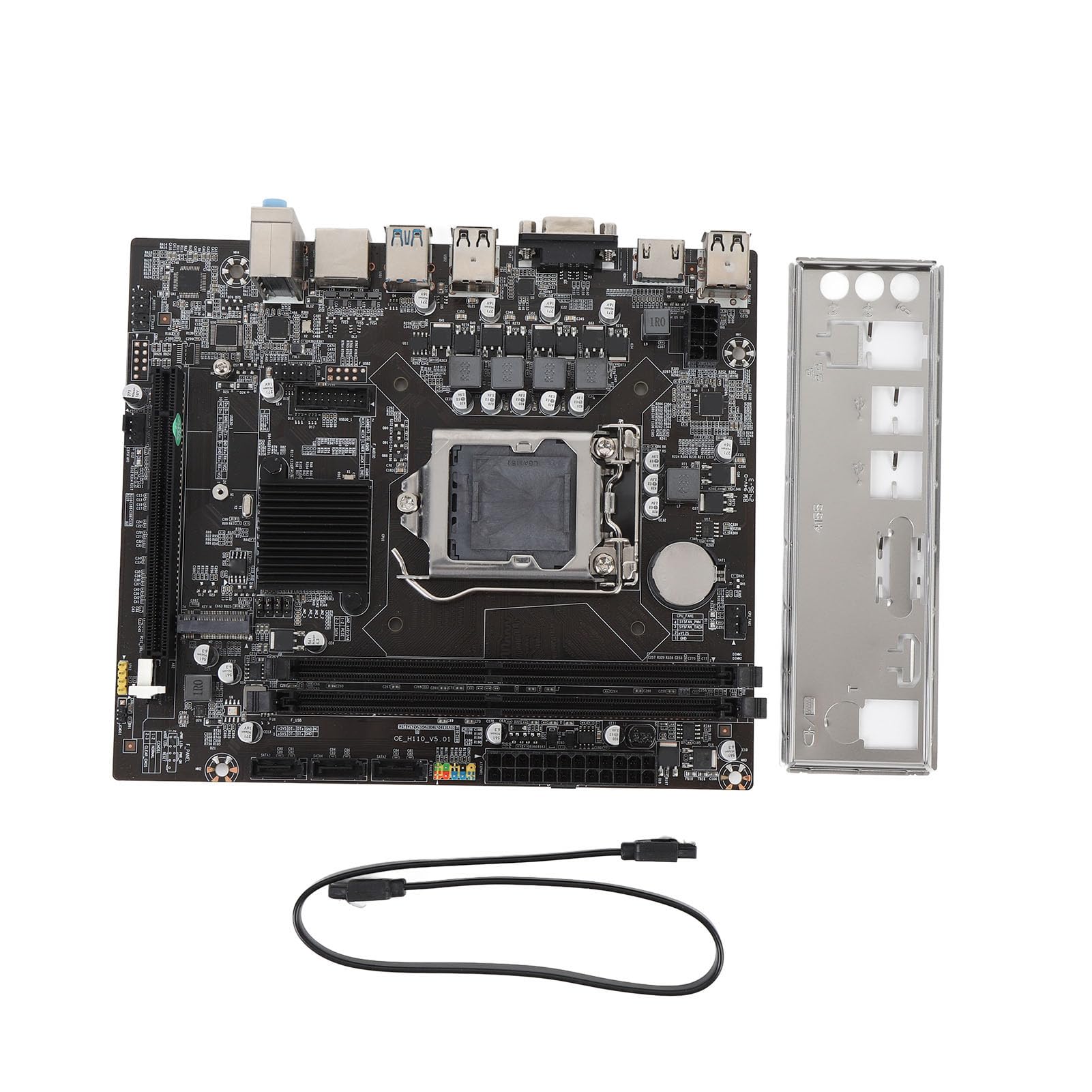 VBESTLIFE Płyta Główna Komputerowej H110, DDR4 USB3.0 M.2 NVME Gaming Mainboard z Interfejsami Wyświetlaczów VGA HD, dla LGA 1151 Celeron Core