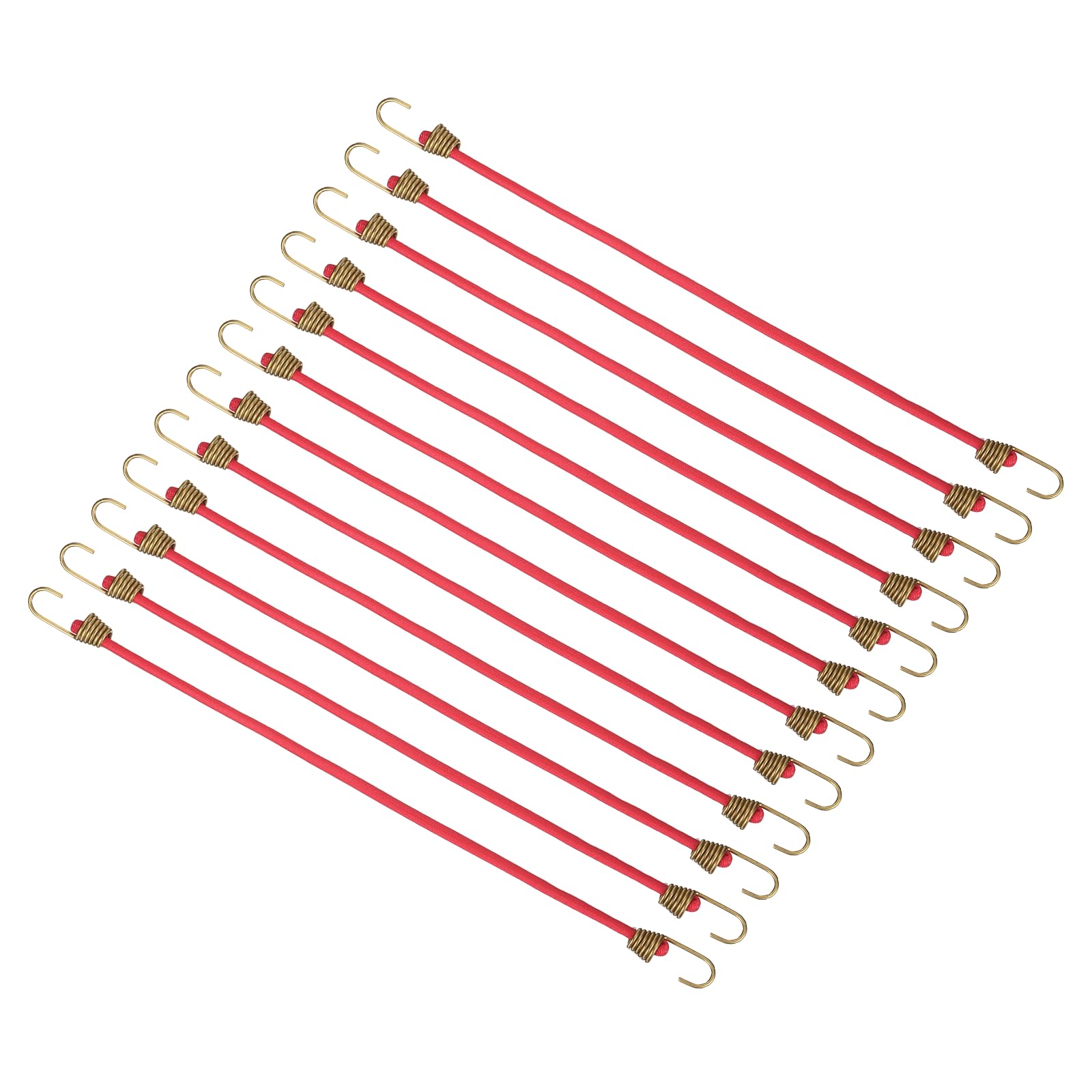 PATIKIL Bungee Cords with Hooks, 25cm, Red, 12 Pcs