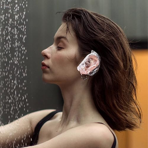 Miniatura 9 de 100 fundas desechables para los oídos para la ducha, protectores de oídos impermeables de plástico, gorras de ducha desechables para teñir el