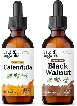 Wild & Organic Calendula Tincture 2 fl oz & Black Walnut Tincture 2 fl oz