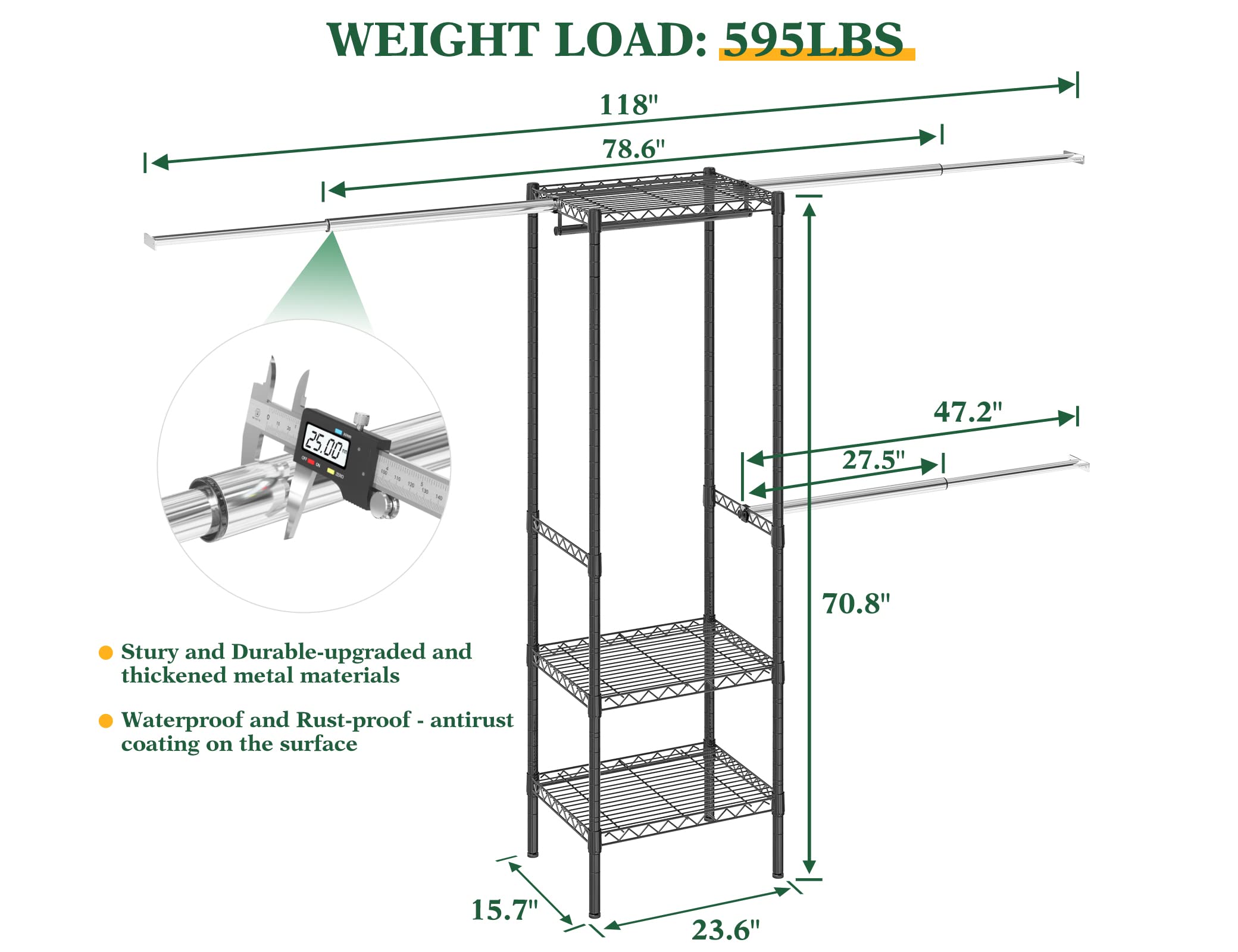 Amazon.co.jp: Raybee クローゼットオーガナイザーシステム 拡張可能な