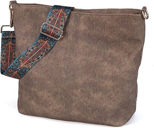 Bolso cruzado de cuero vegano para mujer, bolso cruzado para mujer, bolsos de hombro de moda con correa ajustable para guitarra | Slouchy, for Work,