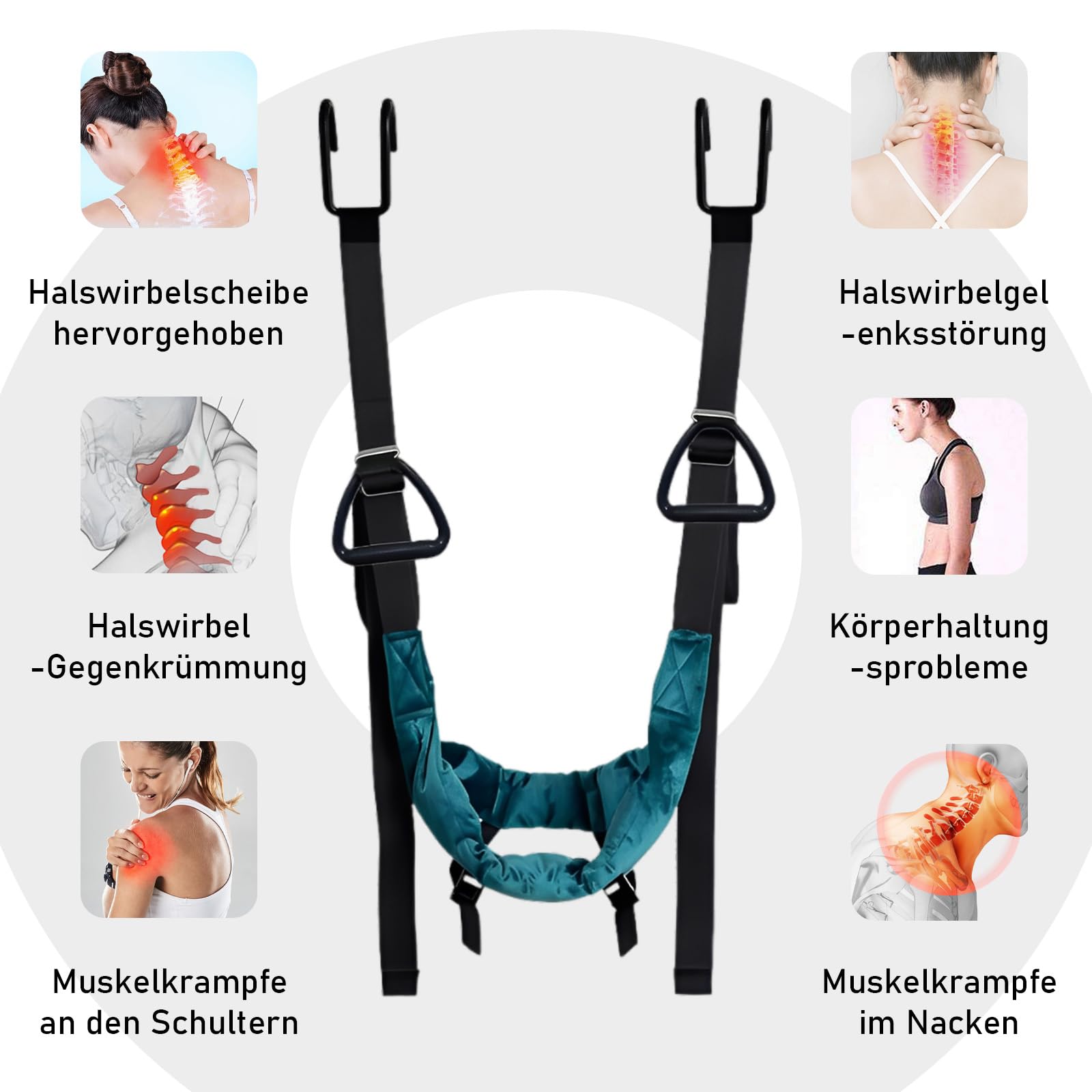 Generisch Cuello estirador cervical para el hogar para fijar a la puerta dispositivo de estiramiento de cuello portátil; hamaca para descompresión; fisioterapia para el hogar