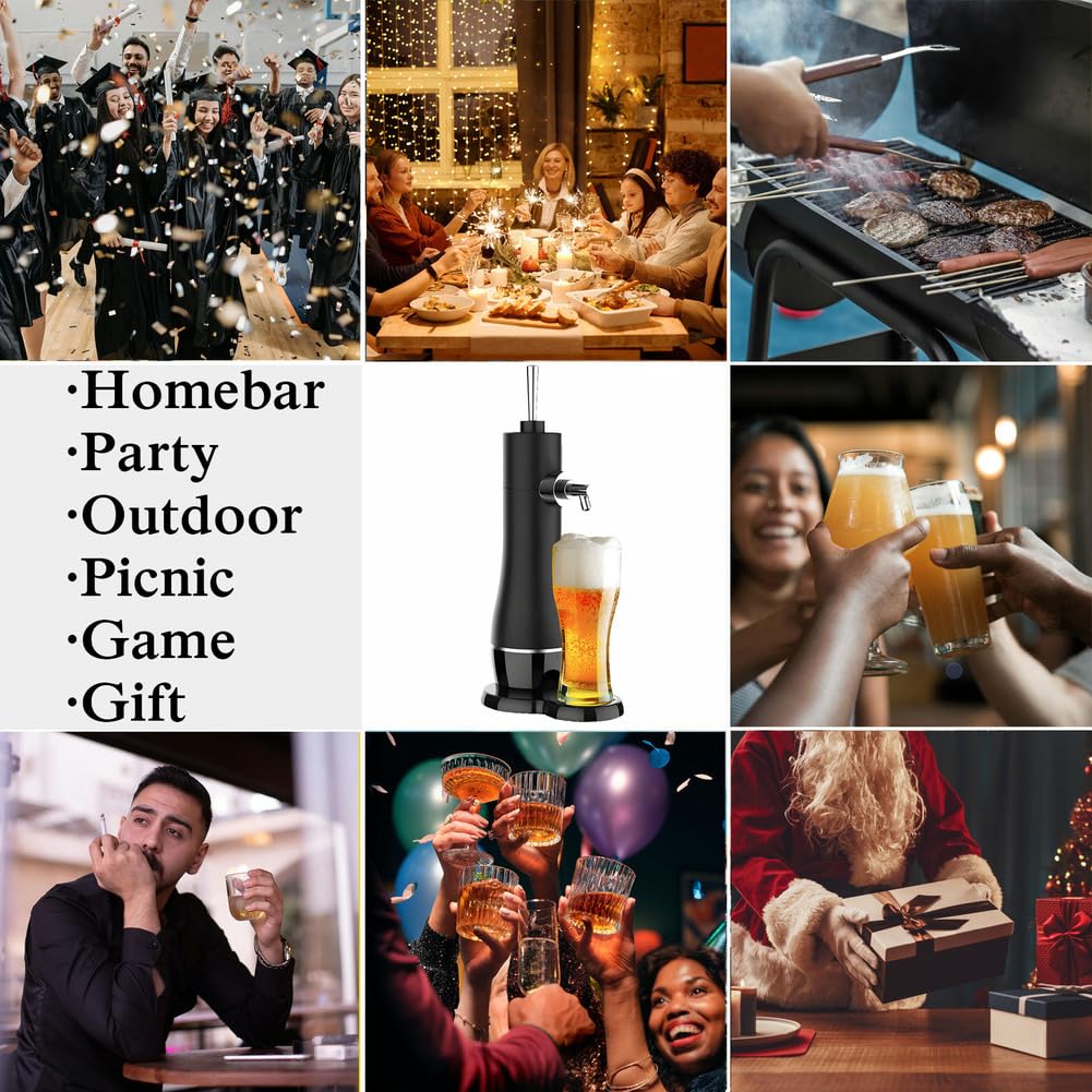 Bierschaumbereiter, Mini-Kegerator, Outdoor-Party, tragbarer Bierspender für Zuhause, Zugbiersystem für Flaschen und Dosen, ein tolles Geschenk für Bierliebhaber