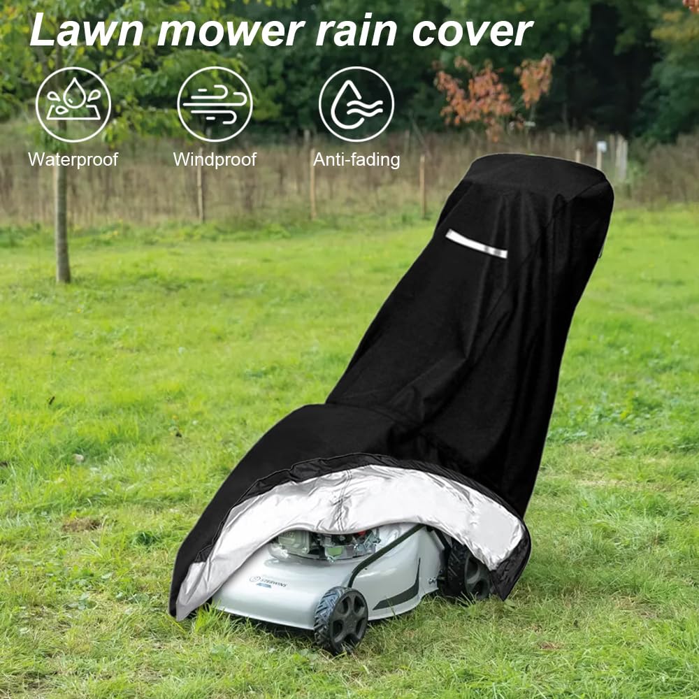Housse de Protection Universelle pour Tondeuse à Gazon, Housse Tondeuse en polyester Oxford 210D, Imperméable, Résistante aux UV, Tondeuse à Gazon Bâche de Protection (193 x 108 x 66 cm)