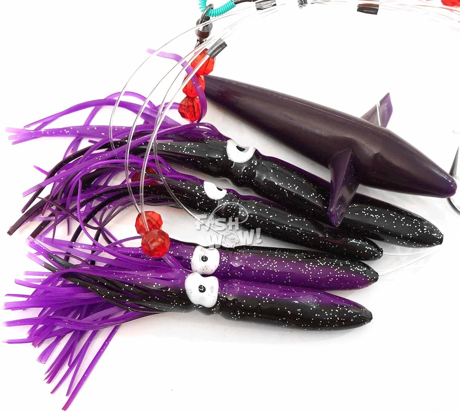 Daisy Bird Chain Squid Lure Rig Teaser Fish WOW!® Fishing Trolling - Purple Black