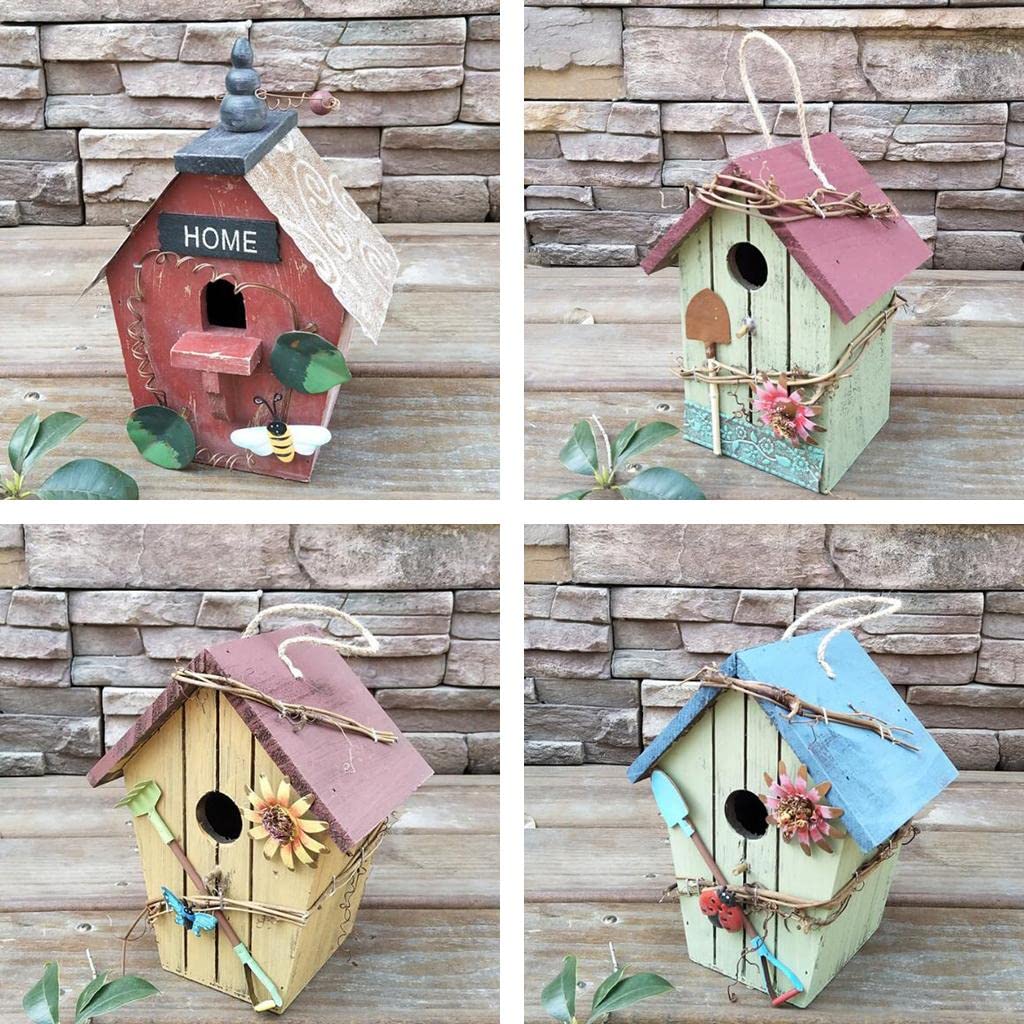 4 Stück Landhäuser Holz Vogelhaus Hängende Vogelhaus Condo Garten Dekor