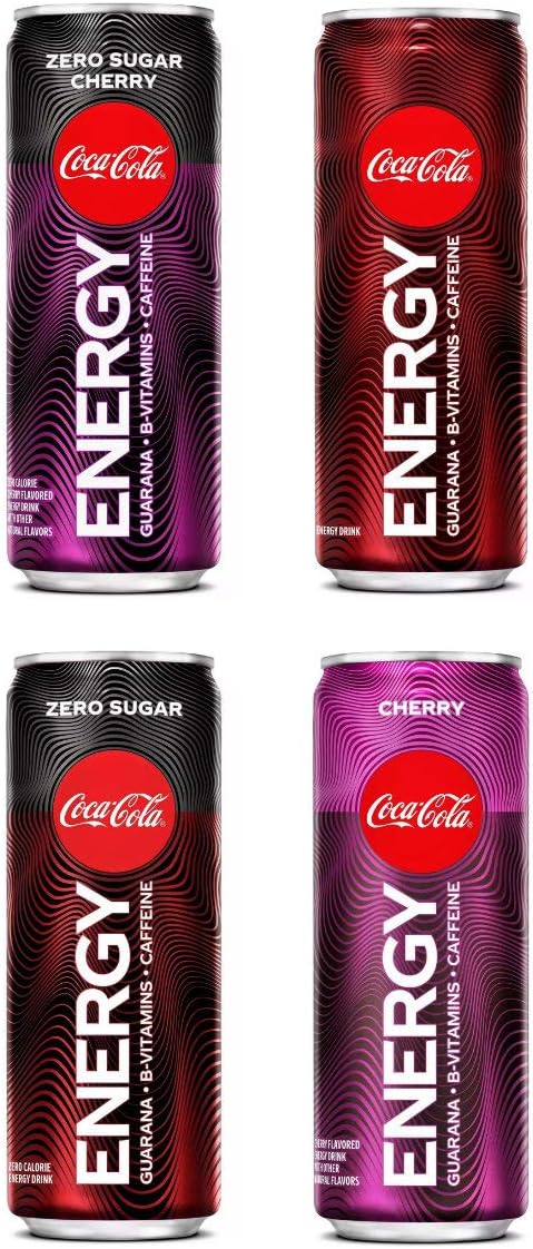 Brand New Coke Energy, Coke Zero Sugar, Cherry Coke Energy, Zero Sugar Cherry Coke Energy (4 Flavor Sampler, 4 Cans)