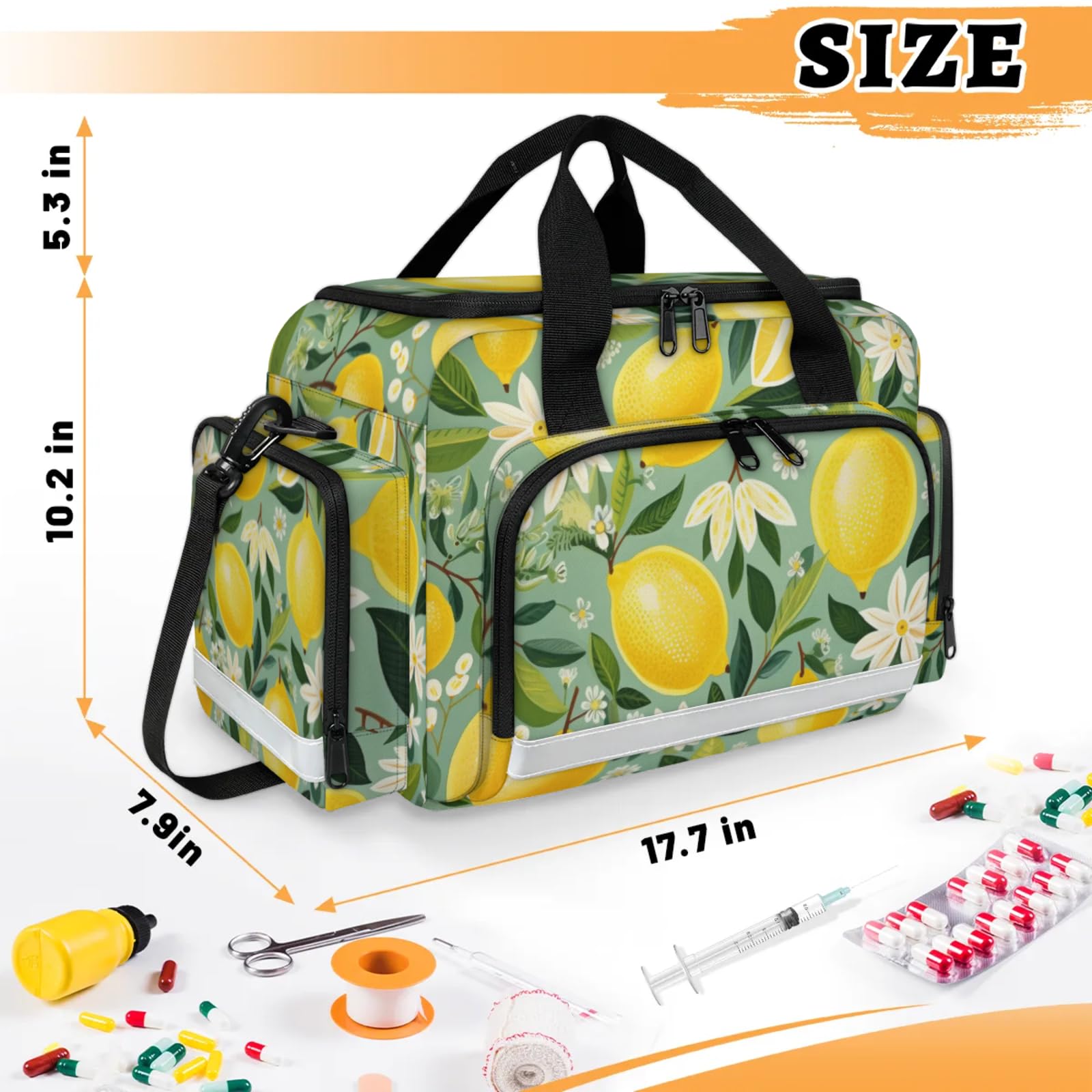 GzLeyigou First Aid Bags Empty, Pickled Lemon Emergency Bag First Aid Kit Multiple Compartment Kit Carrier On Call Trauma Bag For Paramedics Emergency Medical Supplies Kit