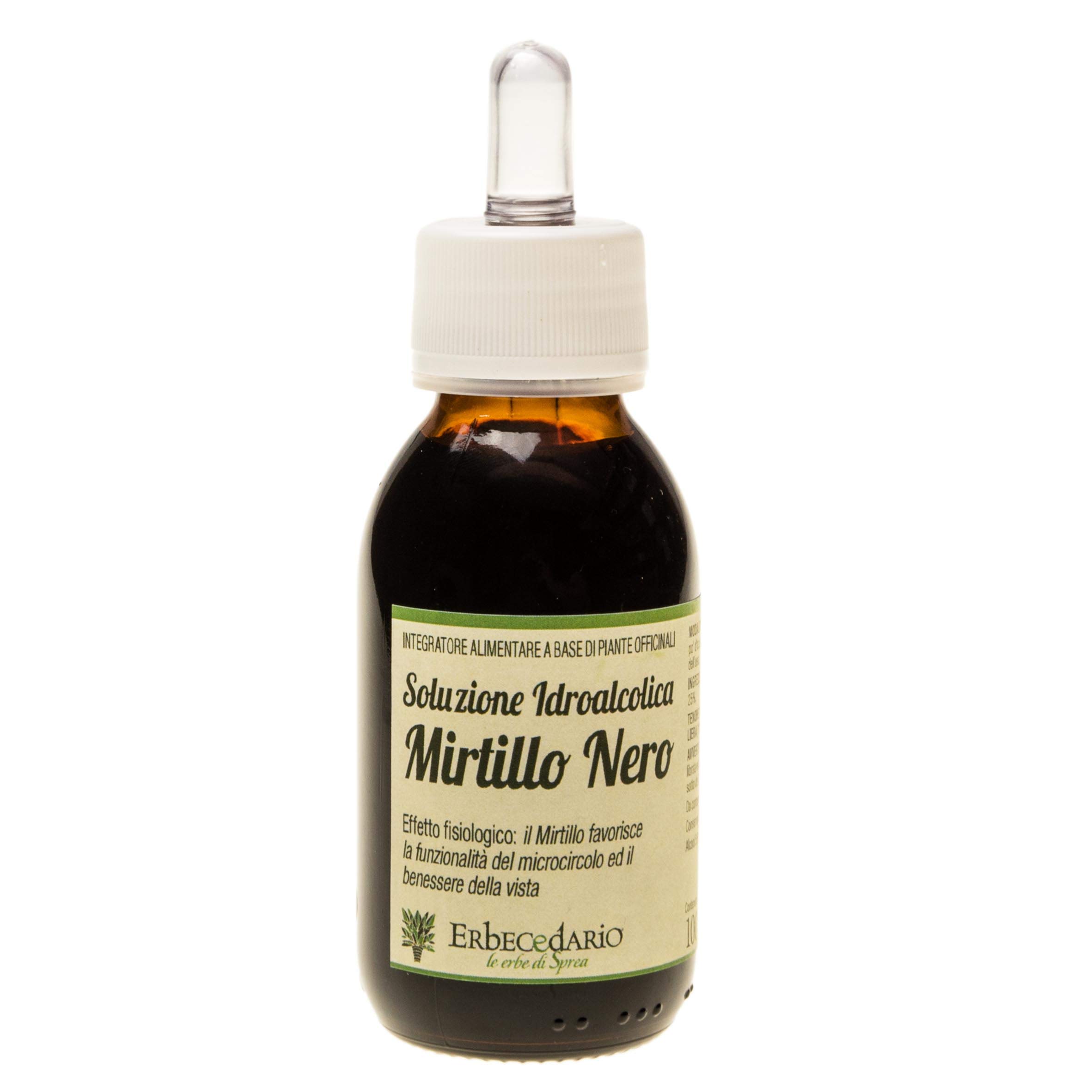 Tintura Madre Mirtillo Nero Erbecedario, Per Il Benessere Di Occhi e Vista E Del Microcircolo, Ricco di Vitamina C per Gambe più Leggere, Integratore Gambe Gonfie E Pesanti, 1 Flacone 100ml In Gocce