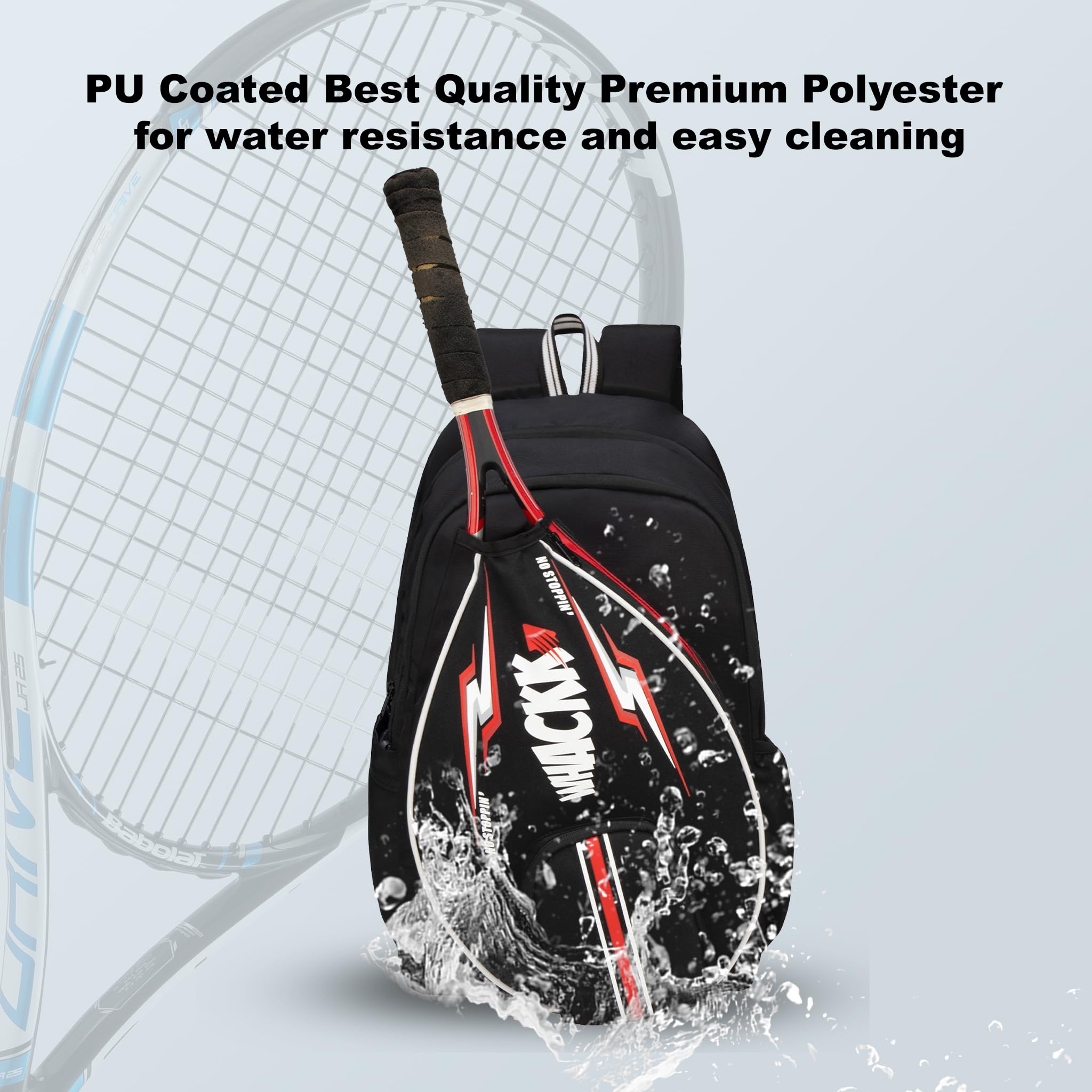 WHACKK DropShot Tennis & Badminton Backpack | Racket Bag with Shoe Compartment & Padded Straps | Unisex Sports Kit Bag for Tennis, Badminton & Squash 2