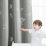 Vangao Kids Curtains for Boys Bedroom Kids Blackout Curtains 84 Inch Length Ocean Aquarium Nursery Drapes for Girls Bedroom Silver Sea Animals Print Thermal Insulated Drapes&comma; Grey 2 Panels