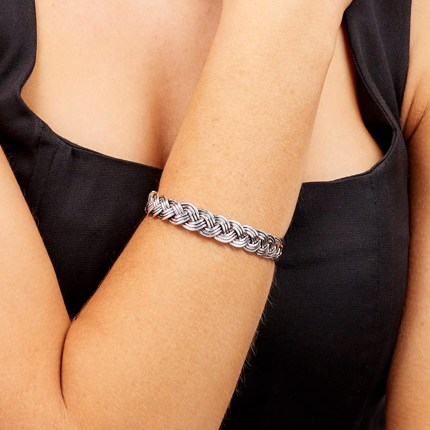 Men's 925 Sterling Silver Bangle Braided Details, Silver Cuff Bangle for Men - Ideal gift for him - Image 3