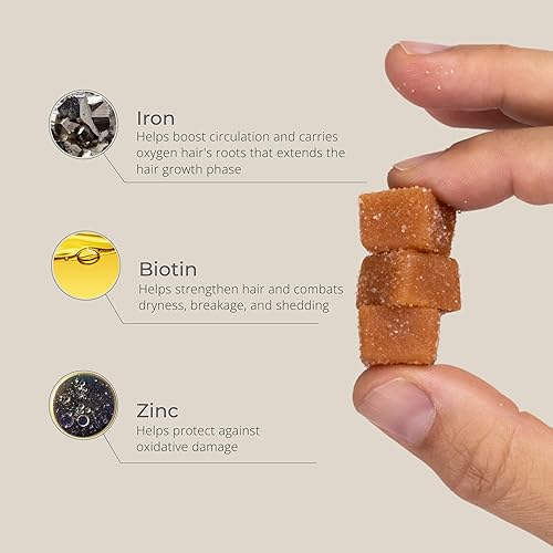 Miniatura 7 de DS Labs Revita Hair - Gomitas de vitaminas para el cabello, soporte para cabello más grueso, con biotina, zinc, vitamina D, hierro, magnesio y